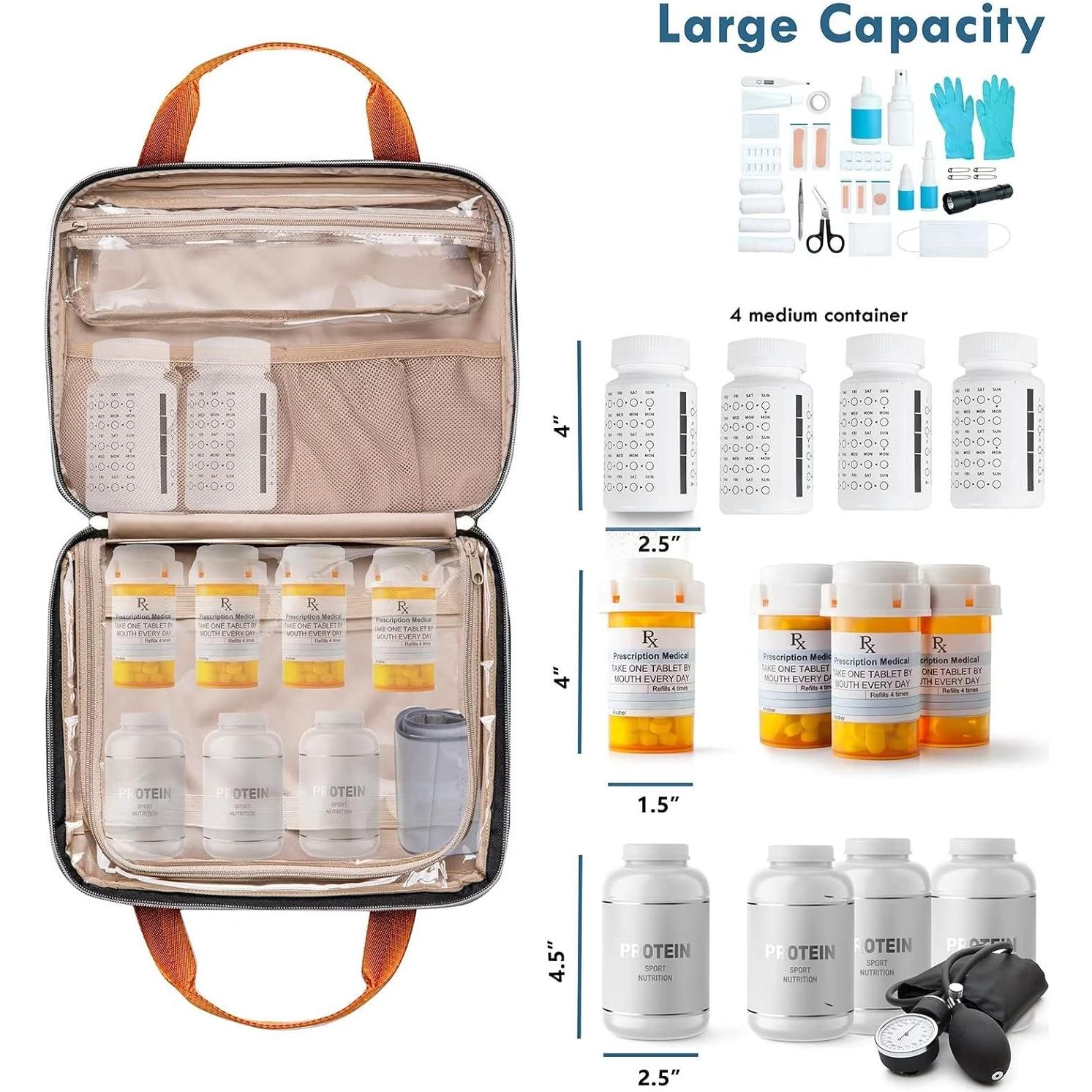 Bolsa de Medicamentos BAGSFY para Viajar, Organizador Grande