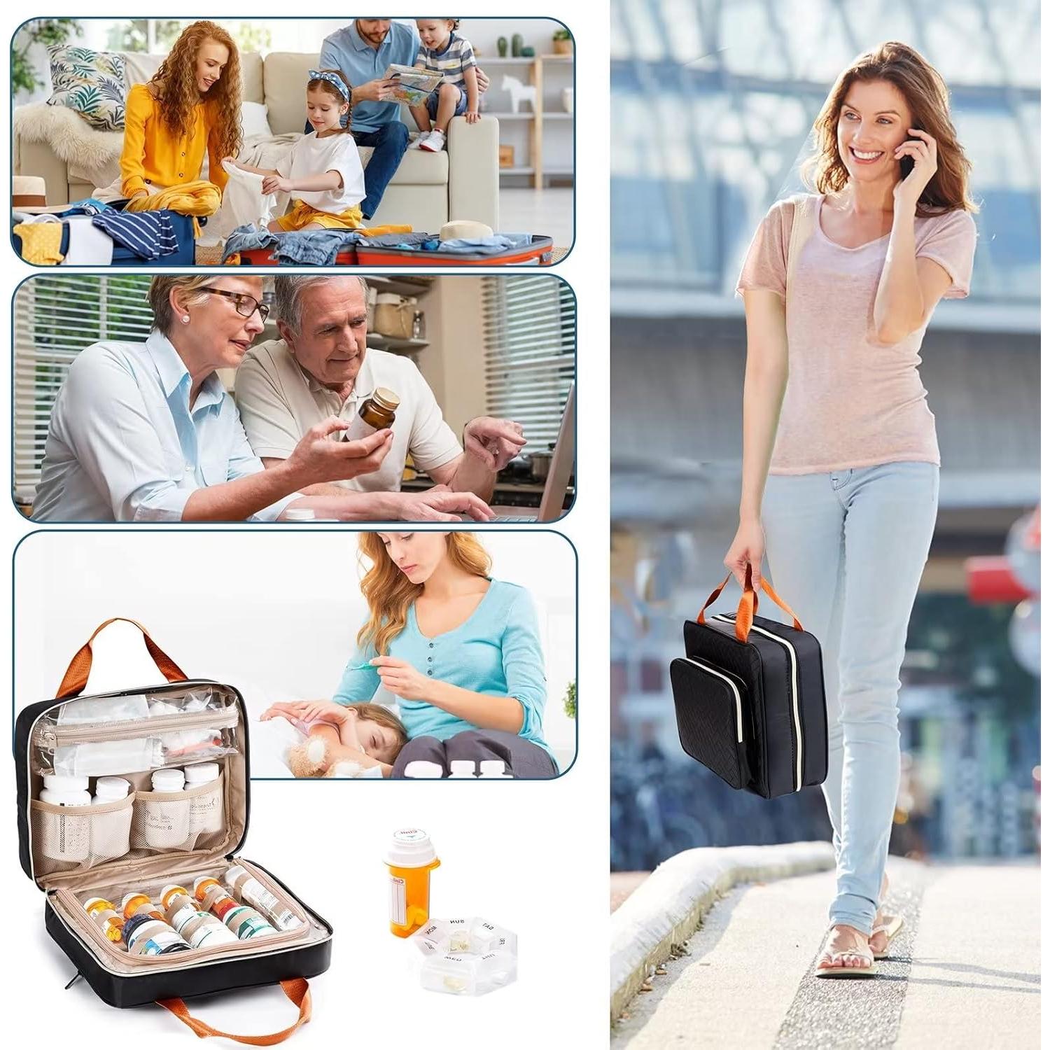 Bolsa de Medicamentos BAGSFY para Viajar, Organizador Grande