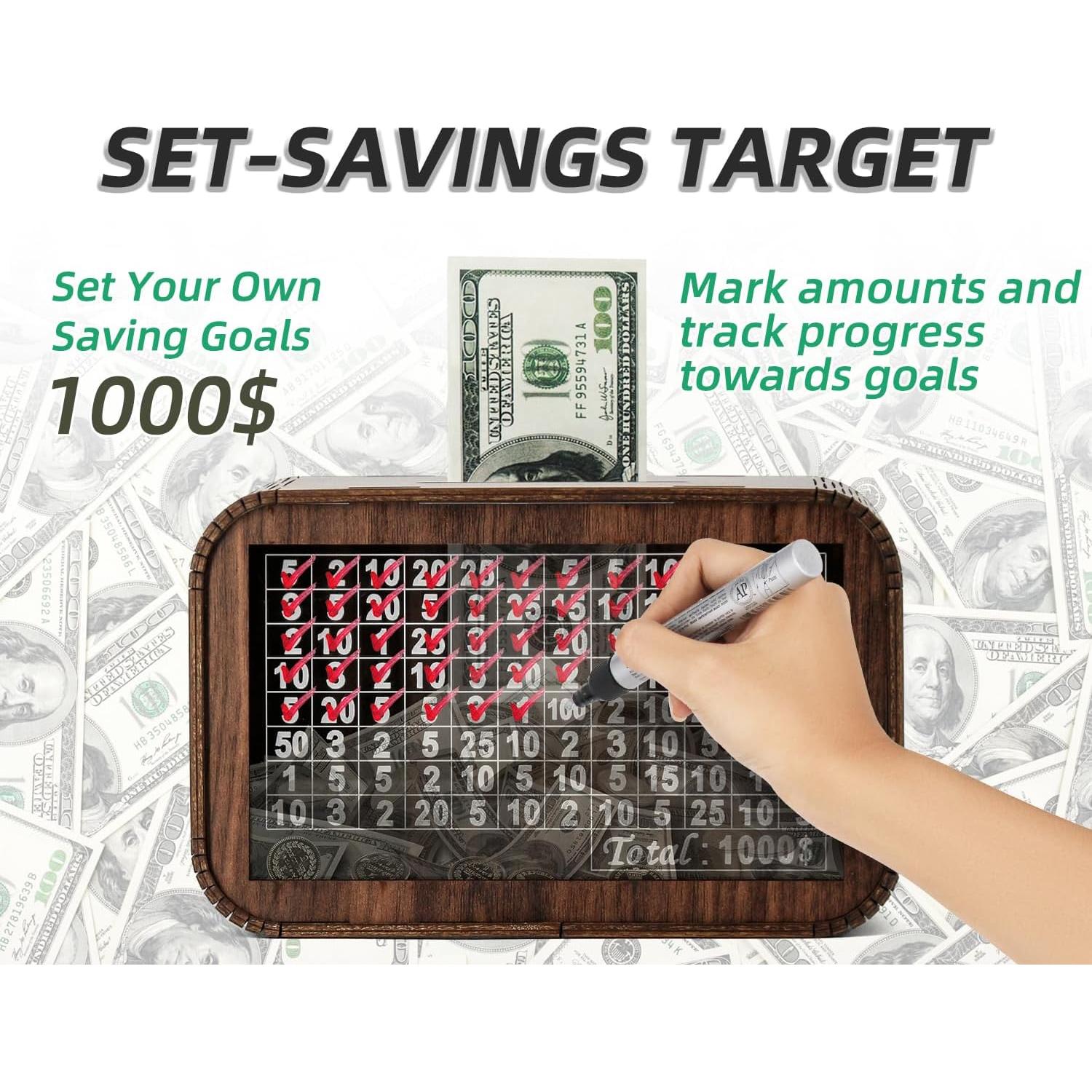 Alcancía de Madera Giftota PB-1000 con Contador y Panel