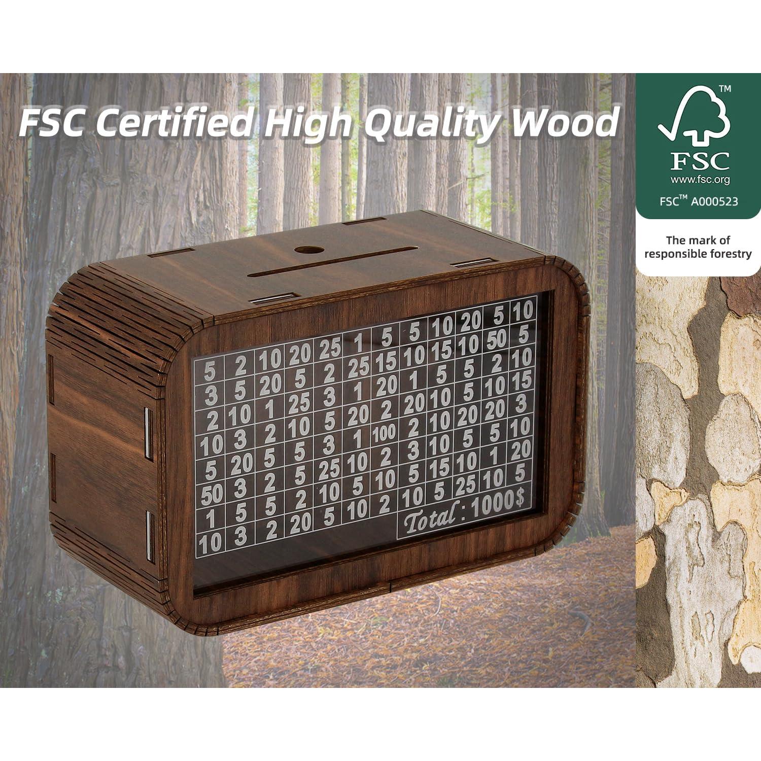 Alcancía de Madera Giftota PB-1000 con Contador y Panel