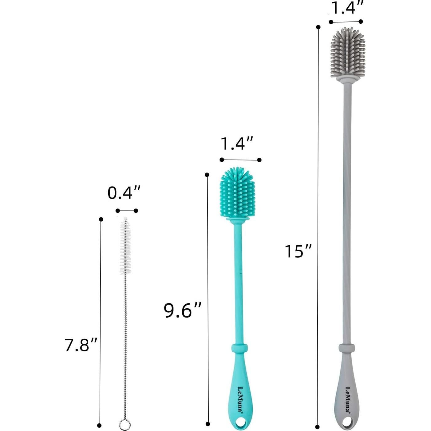 LeMuna Juego de Cepillos Limpiadores de Botellas de Silicona