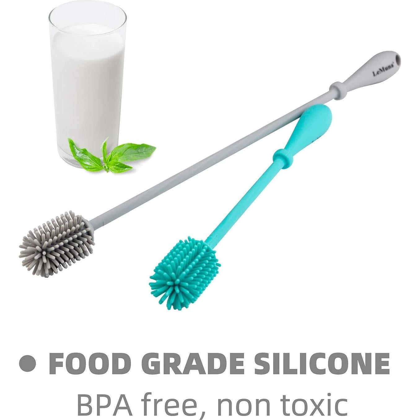 LeMuna Juego de Cepillos Limpiadores de Botellas de Silicona