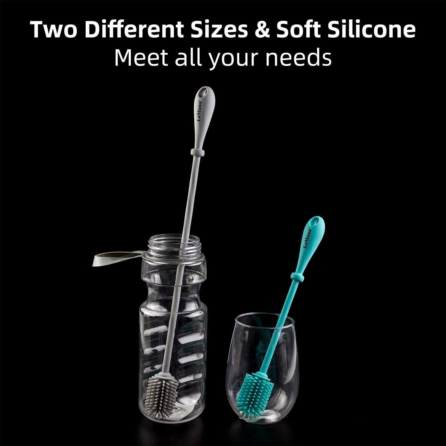 LeMuna Juego de Cepillos Limpiadores de Botellas de Silicona