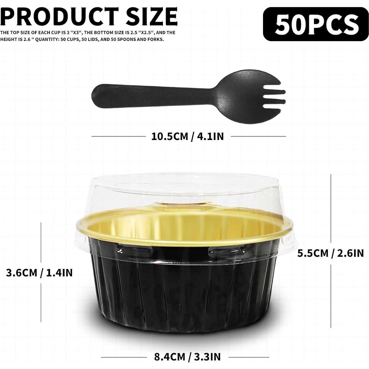 50 Tazas de Aluminio Desechables YOIYINI 5oz con Tapas