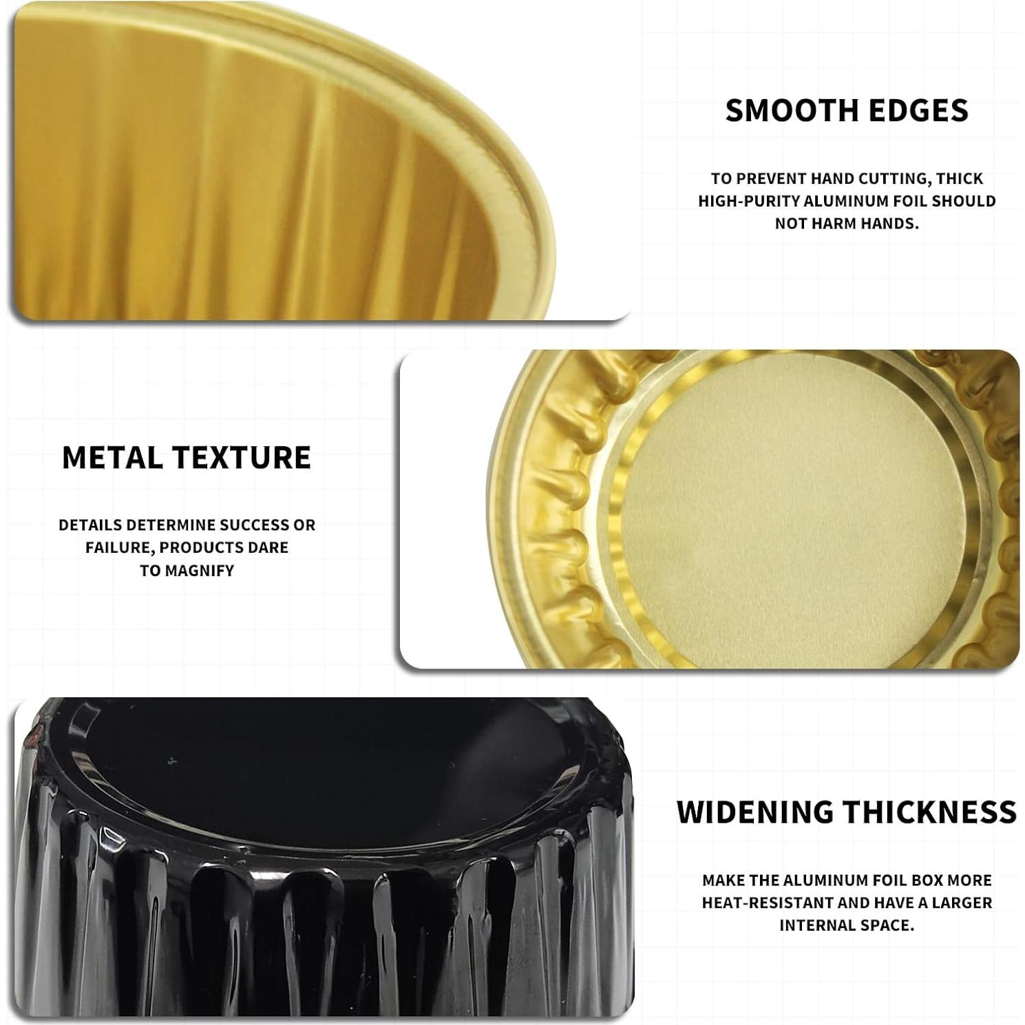 50 Tazas de Aluminio Desechables YOIYINI 5oz con Tapas