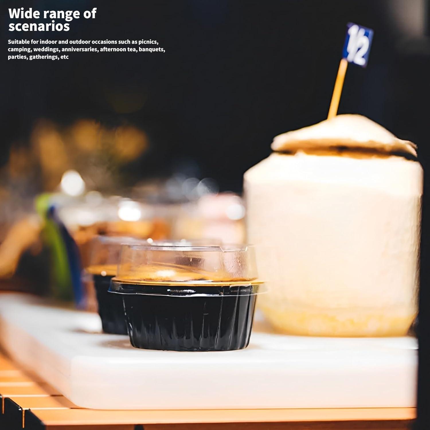 50 Tazas de Aluminio Desechables YOIYINI 5oz con Tapas