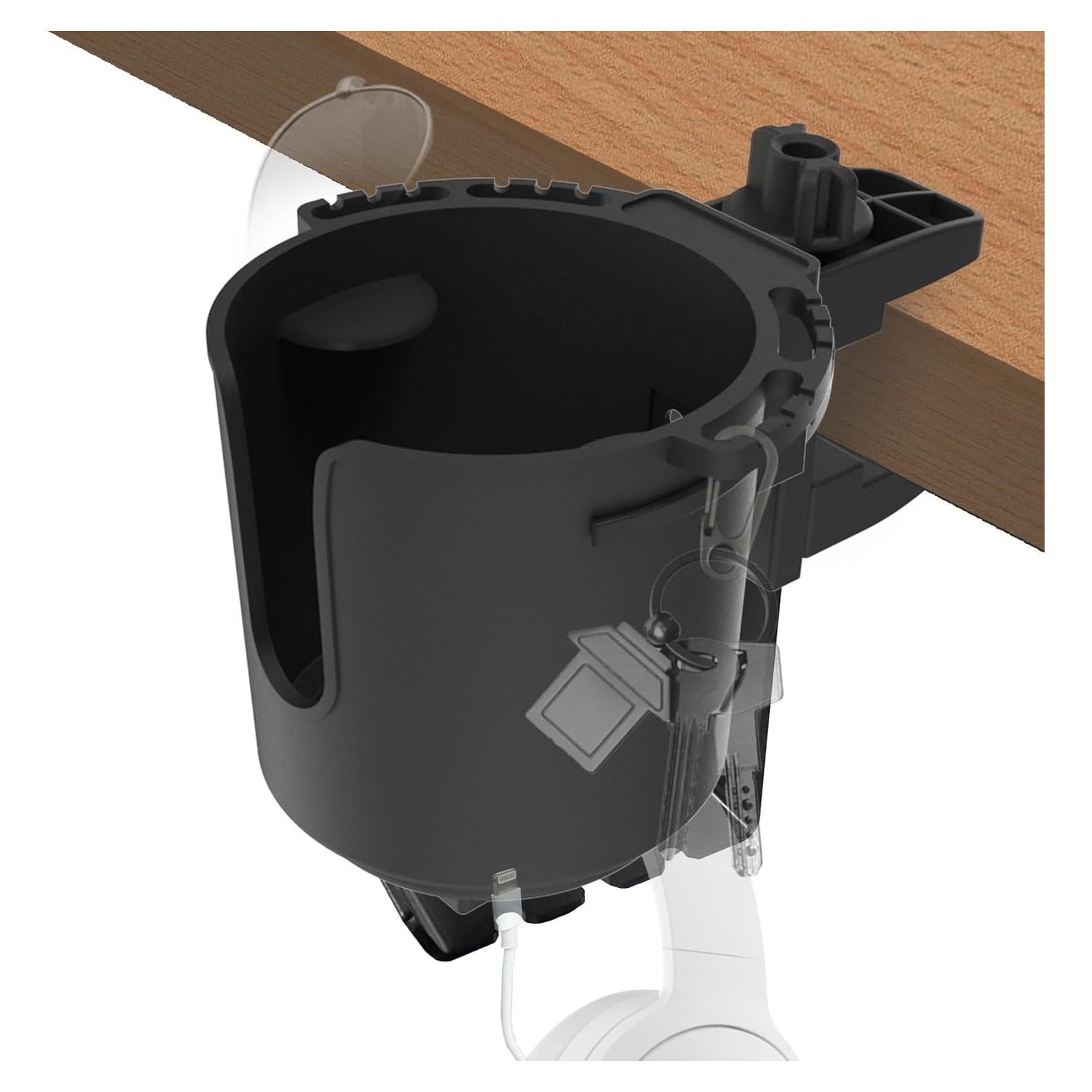 Soporte para Taza de Escritorio EDSRDUX Negro Mediano Antidesbordamiento