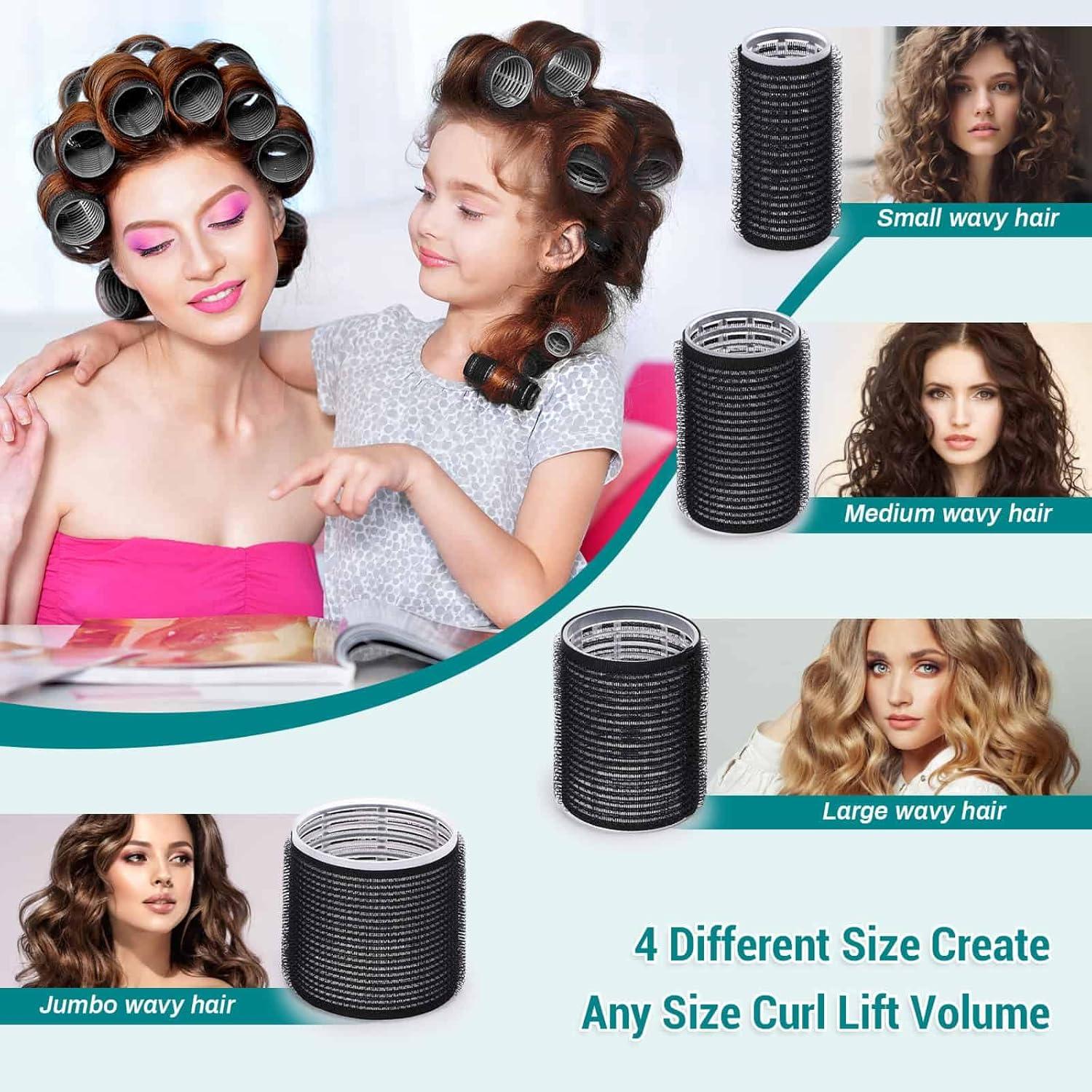 Rodillos para Cabello Acejoz 38 Piezas Autoadhesivos Negros