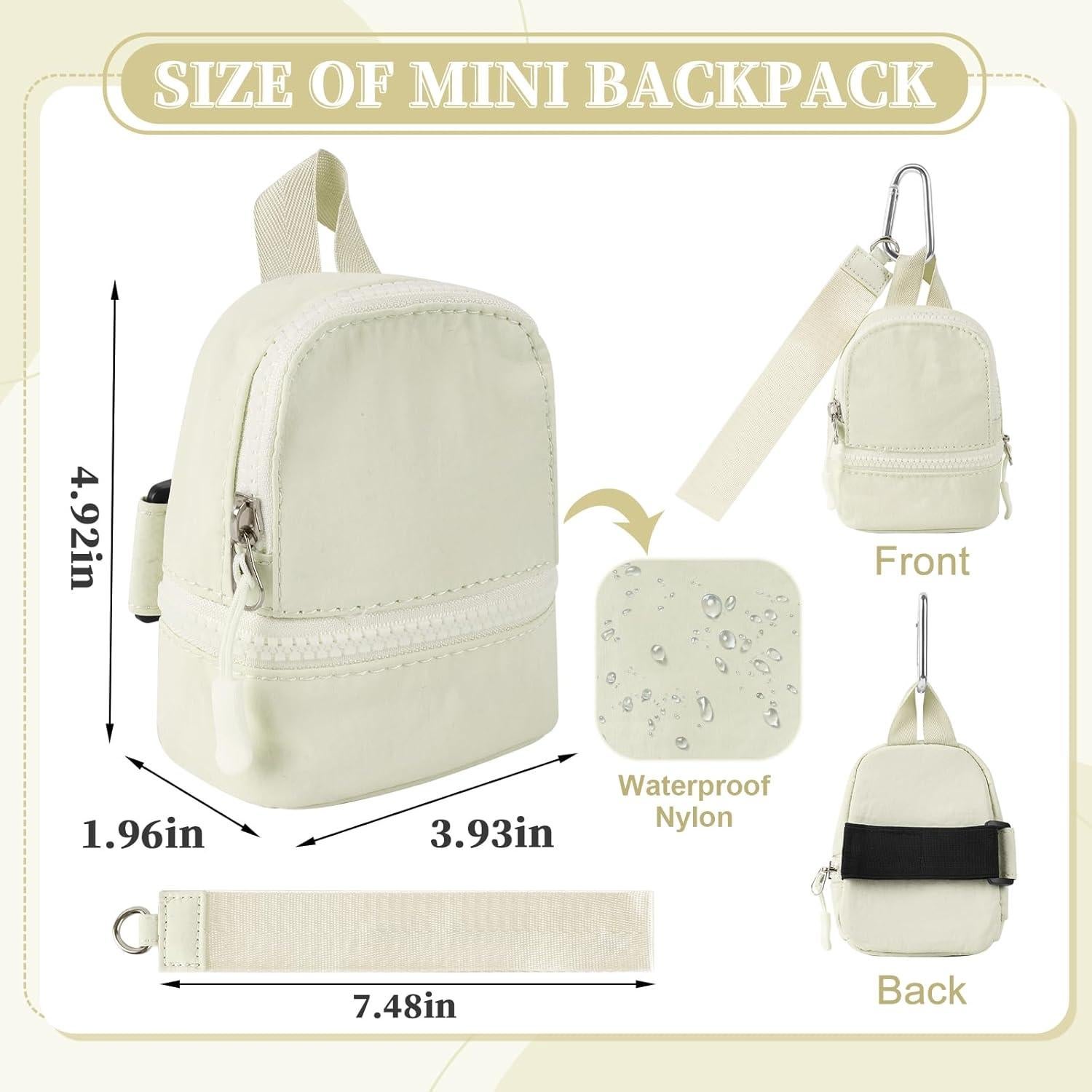 Mini Mochila Llavero Monedero UIXIZQ Beige 5.1x12.7cm