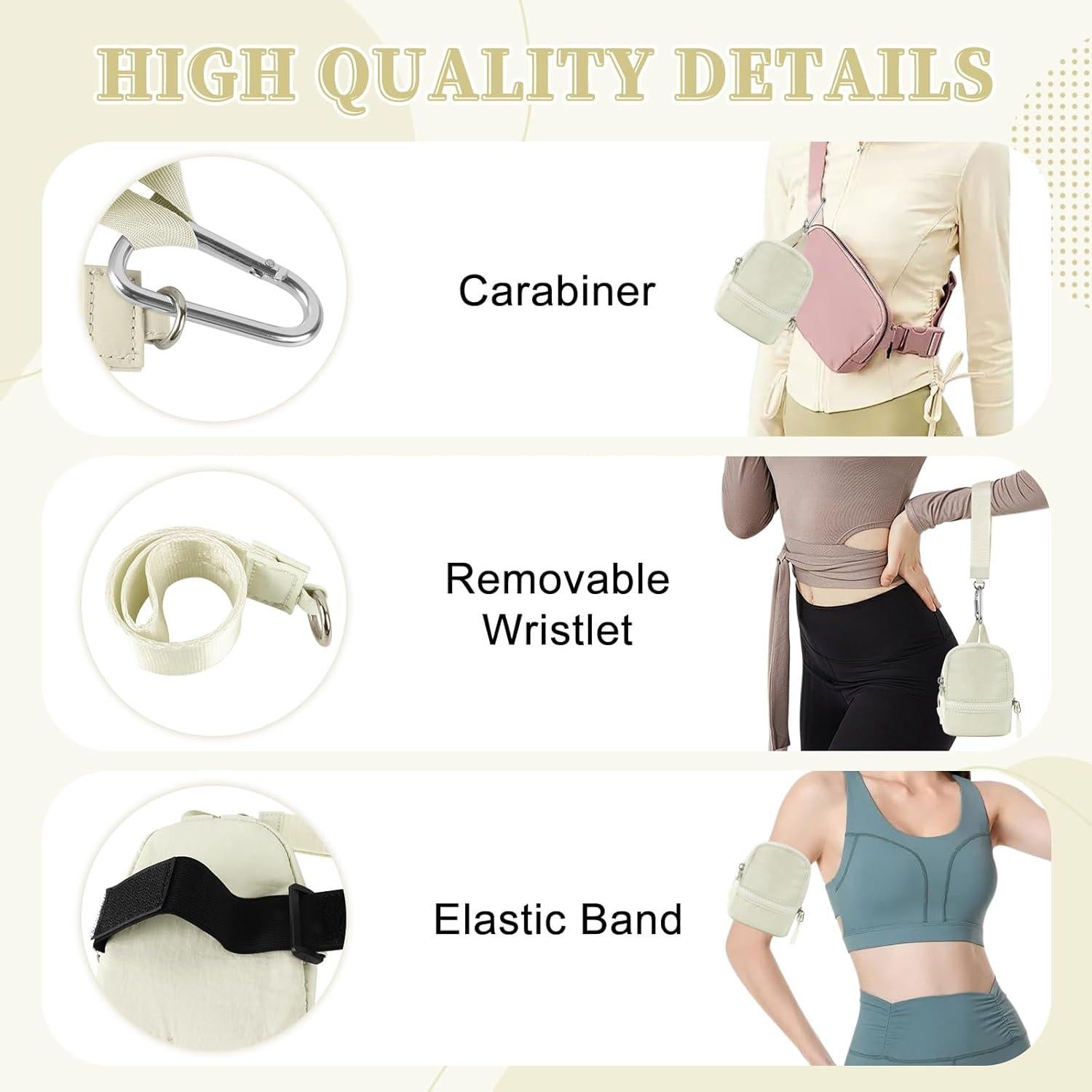 Mini Mochila Llavero Monedero UIXIZQ Beige 5.1x12.7cm