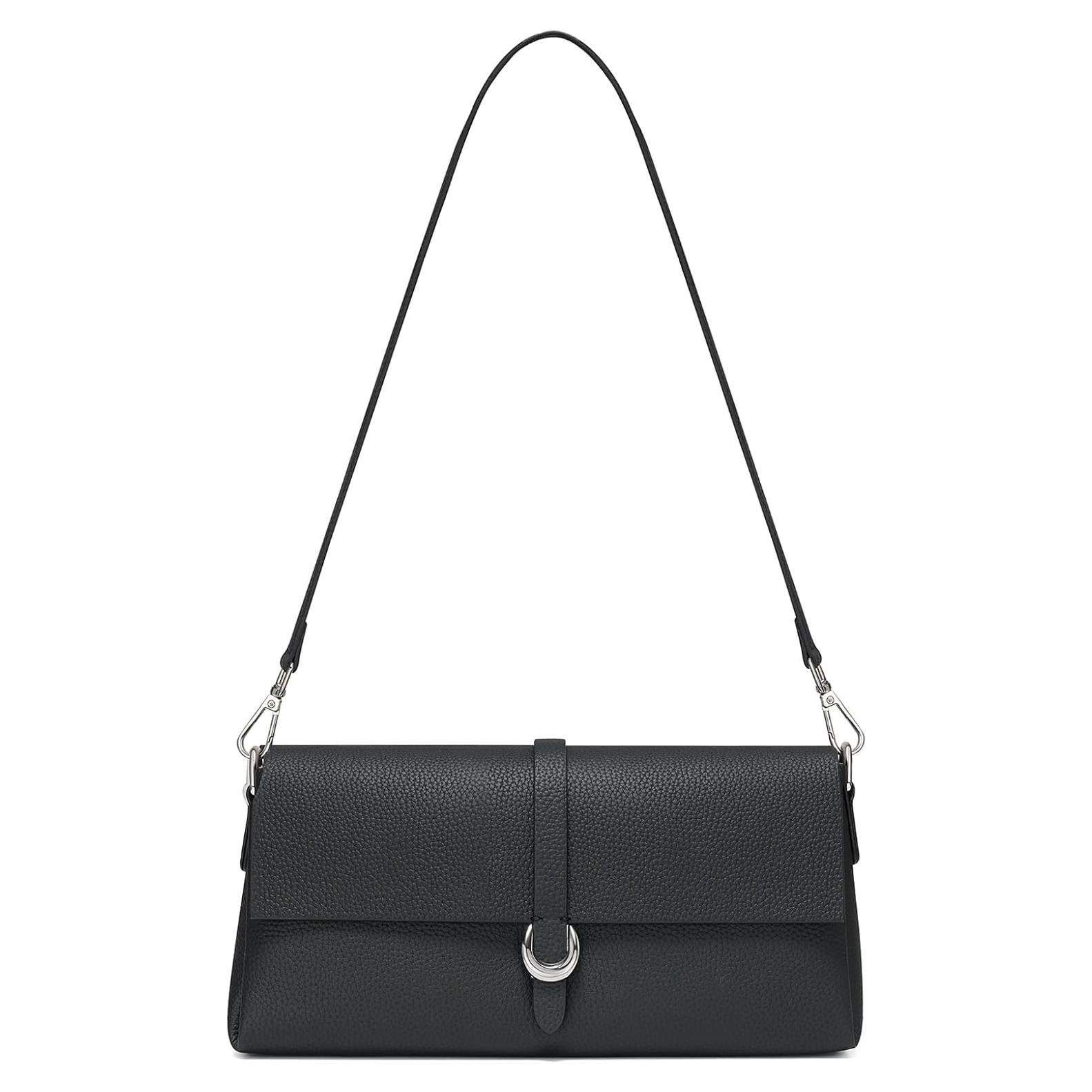 Cartera de Cuero Genuino CHUNLI para Mujeres - Bolso de Hombro Negro