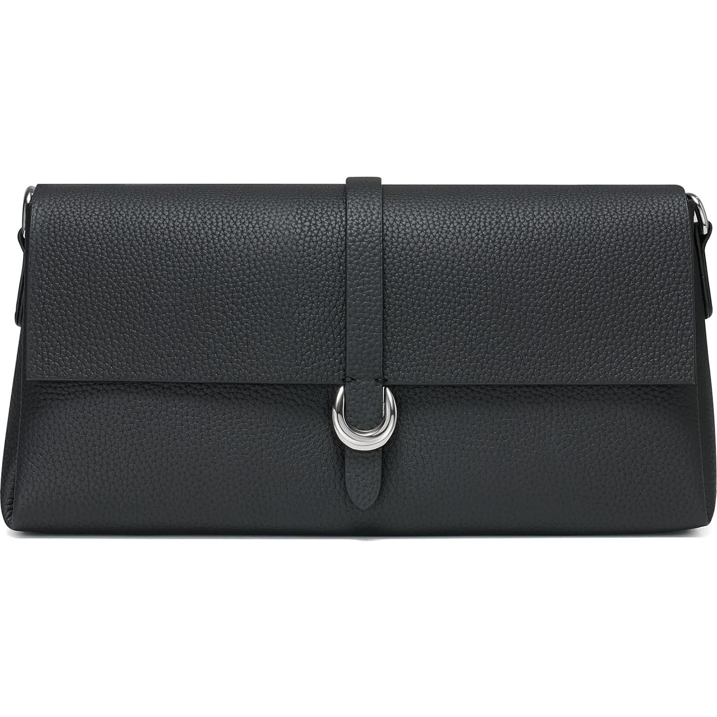 Cartera de Cuero Genuino CHUNLI para Mujeres - Bolso de Hombro Negro