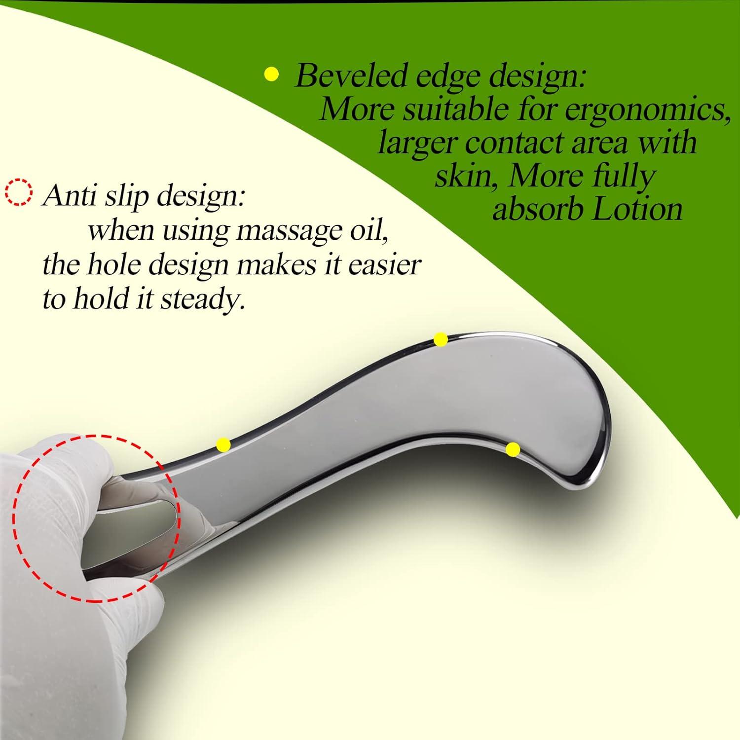 Herramienta de Masaje Gua Sha Acero Inoxidable BYYDDIY S1