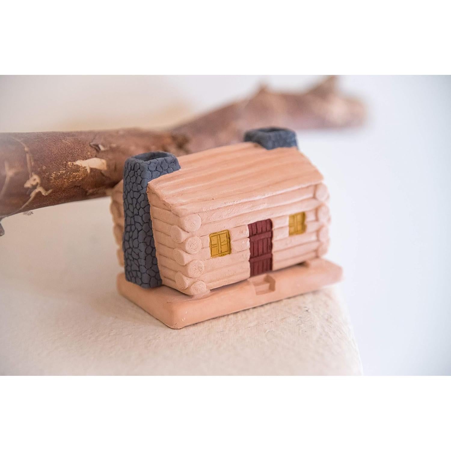 Quemador de Incienso de Madera Natural Incienso de Santa Fe - Cabaña de Troncos con 20 Ladrillos