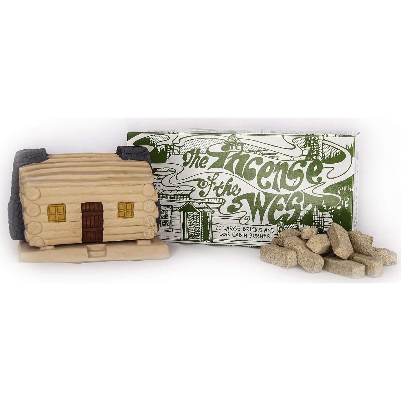 Quemador de Incienso de Madera Natural Incienso de Santa Fe - Cabaña de Troncos con 20 Ladrillos