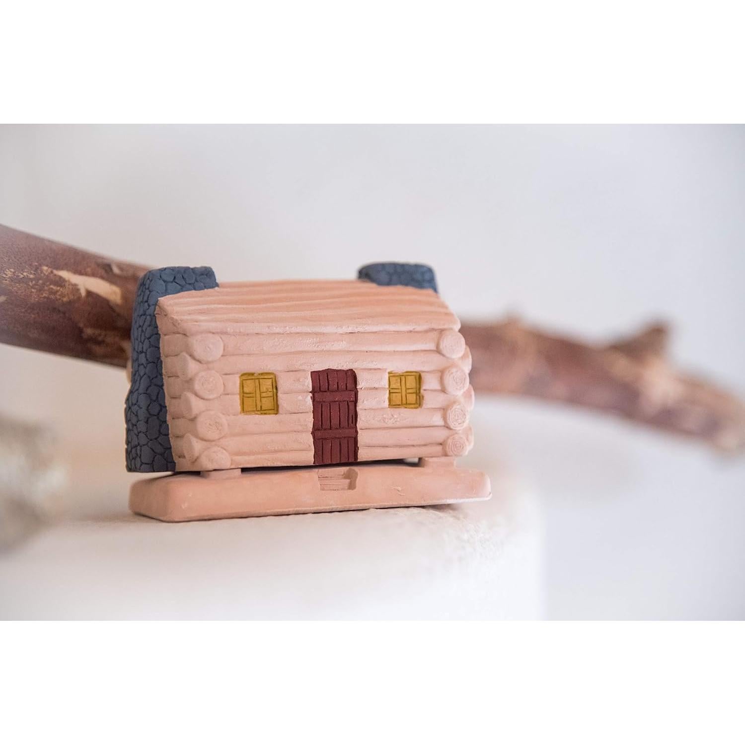 Quemador de Incienso de Madera Natural Incienso de Santa Fe - Cabaña de Troncos con 20 Ladrillos