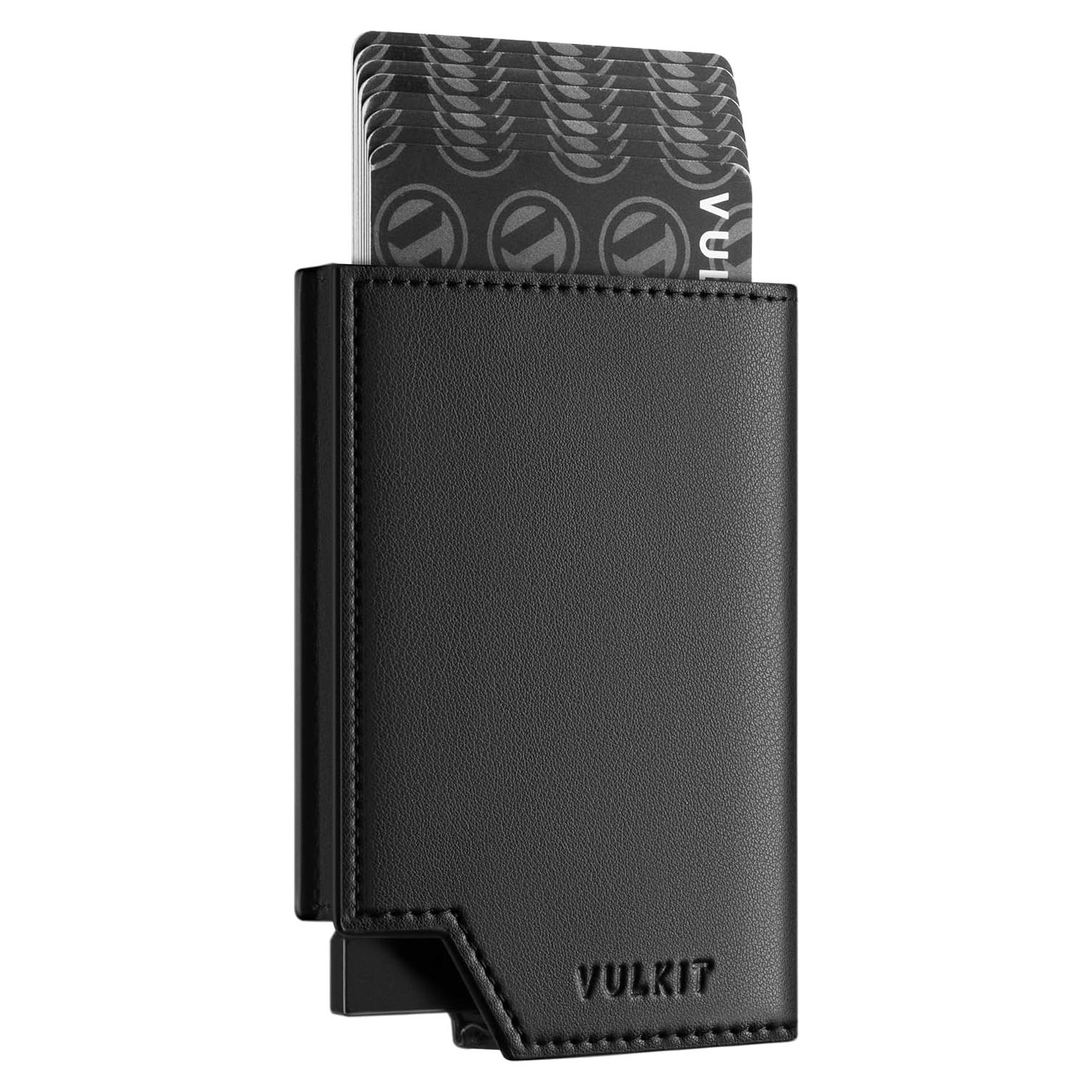 Billetera Minimalista VULKIT para Hombre con Bloqueo RFID - Negro