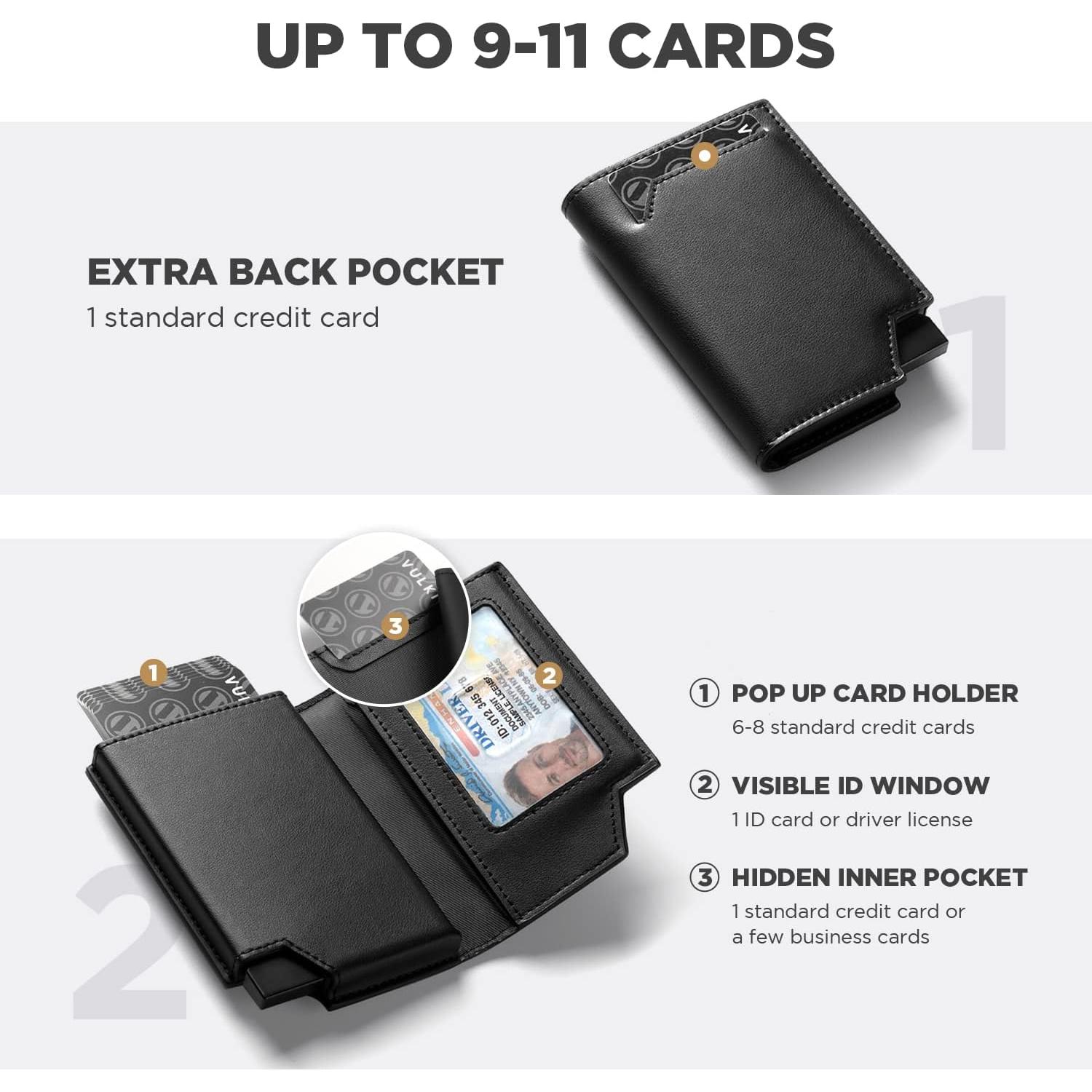 Billetera Minimalista VULKIT para Hombre con Bloqueo RFID - Negro