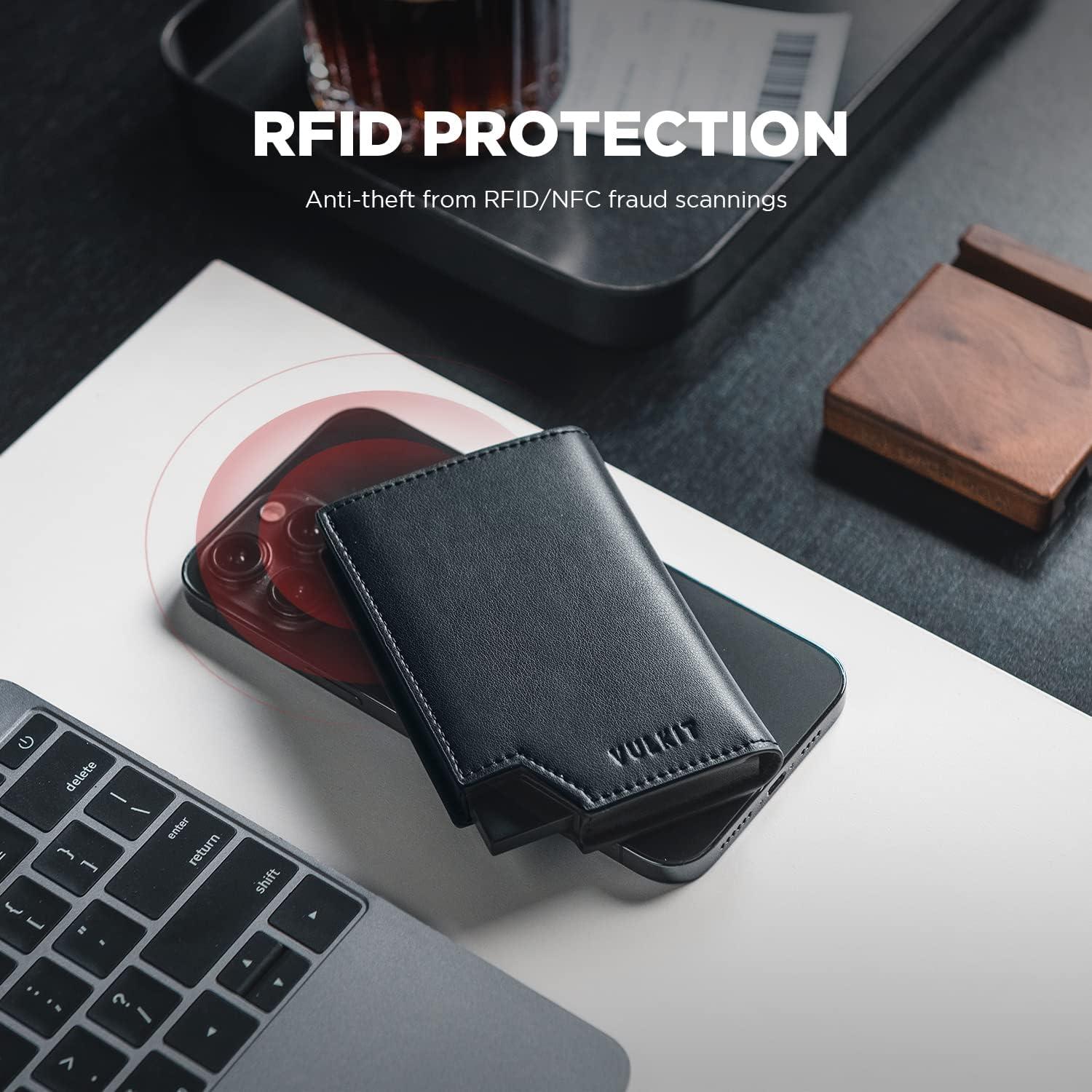 Billetera Minimalista VULKIT para Hombre con Bloqueo RFID - Negro
