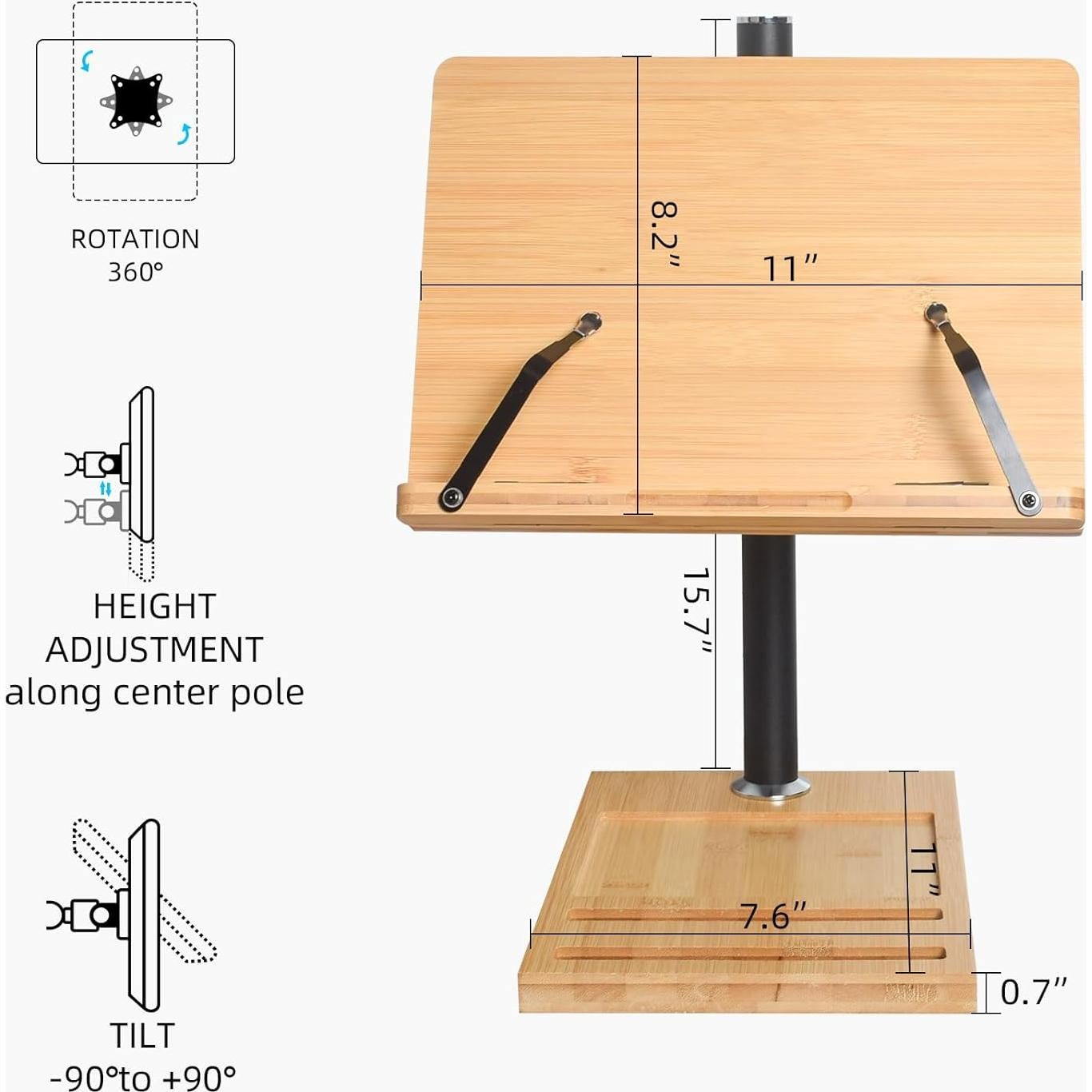 Soporte de libro ajustable wishacc para lectura y tabletas