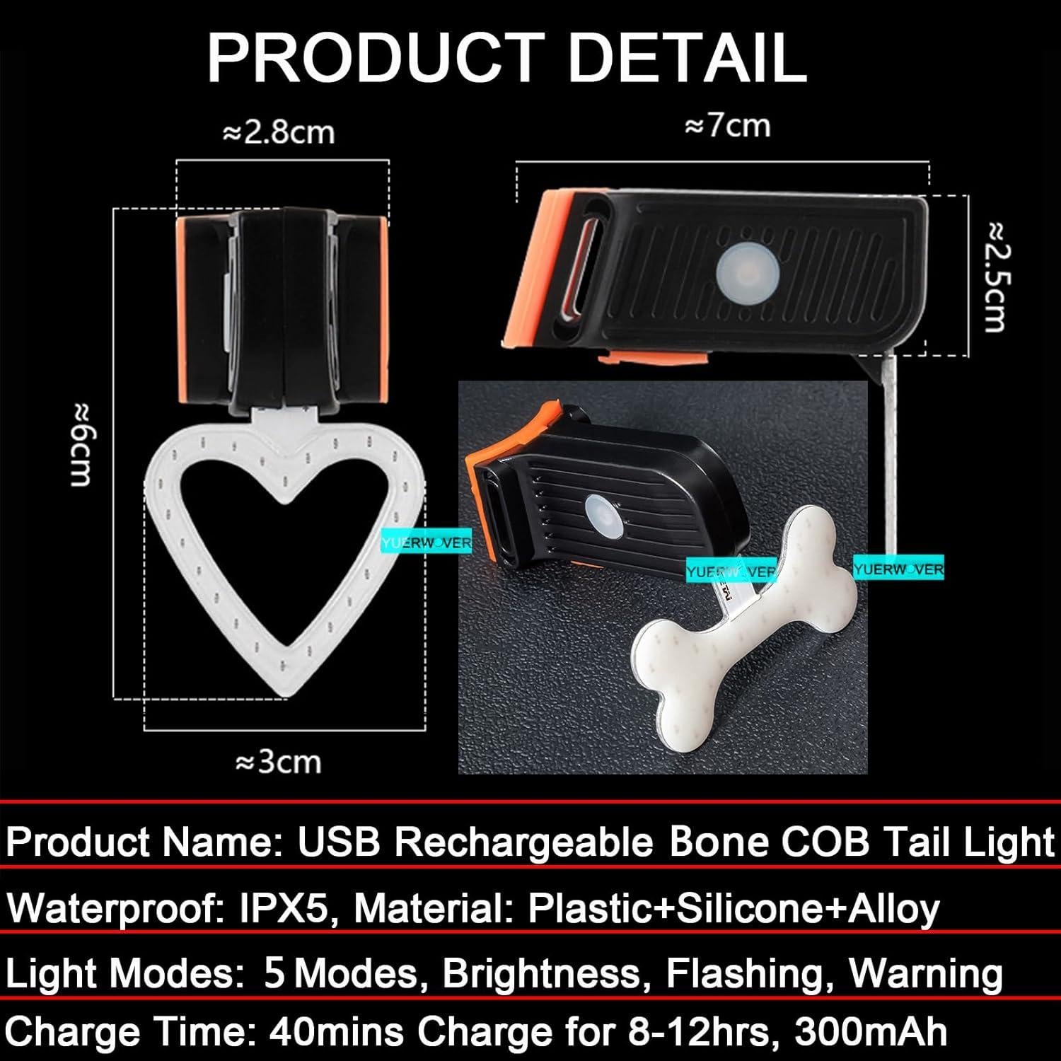 Luz Trasera LED Recargable YUERWOVER para Bicicleta Impermeable