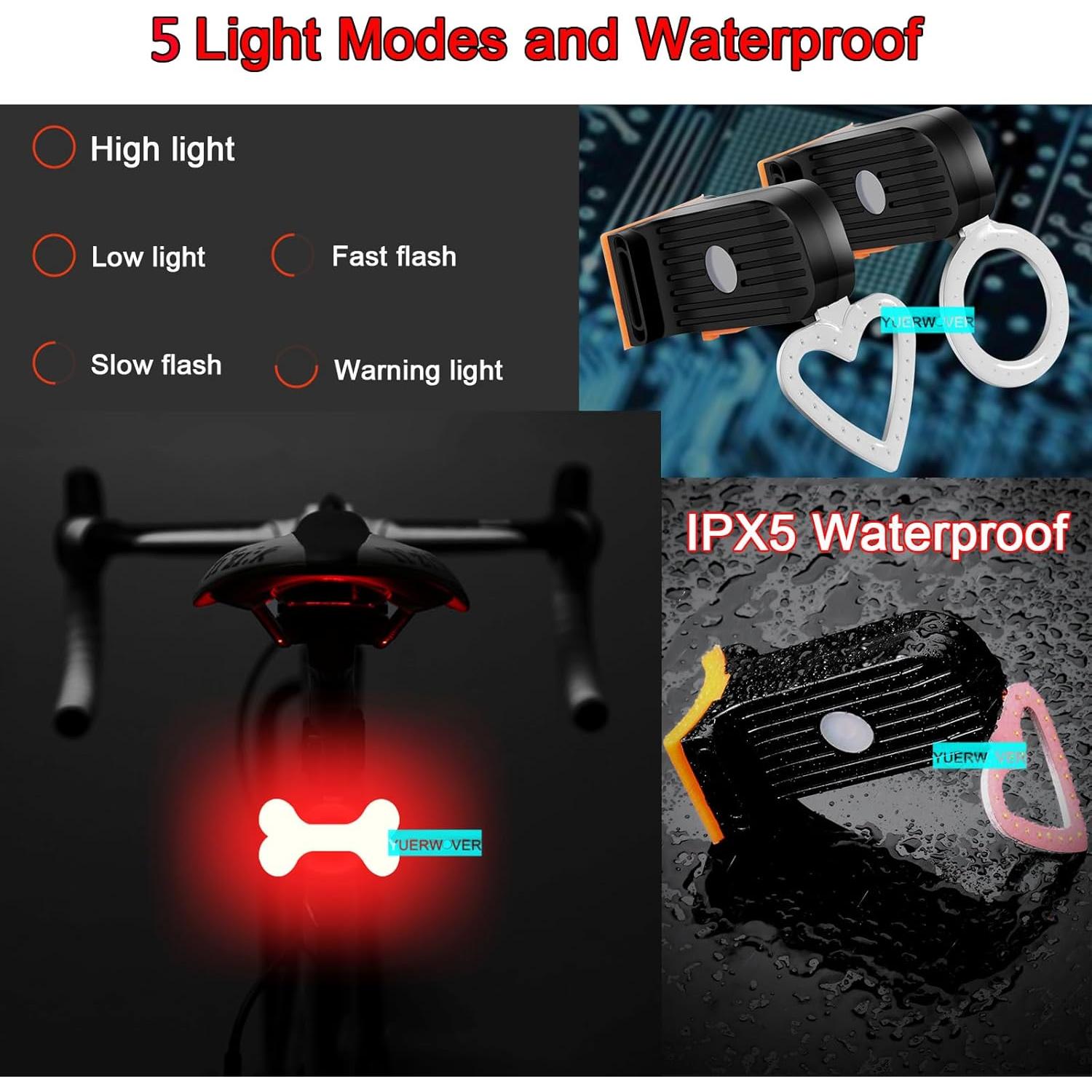 Luz Trasera LED Recargable YUERWOVER para Bicicleta Impermeable