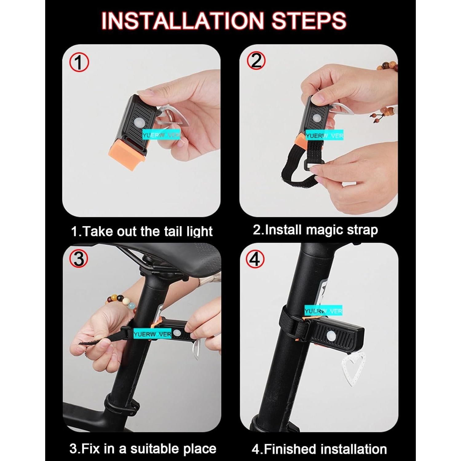 Luz Trasera LED Recargable YUERWOVER para Bicicleta Impermeable