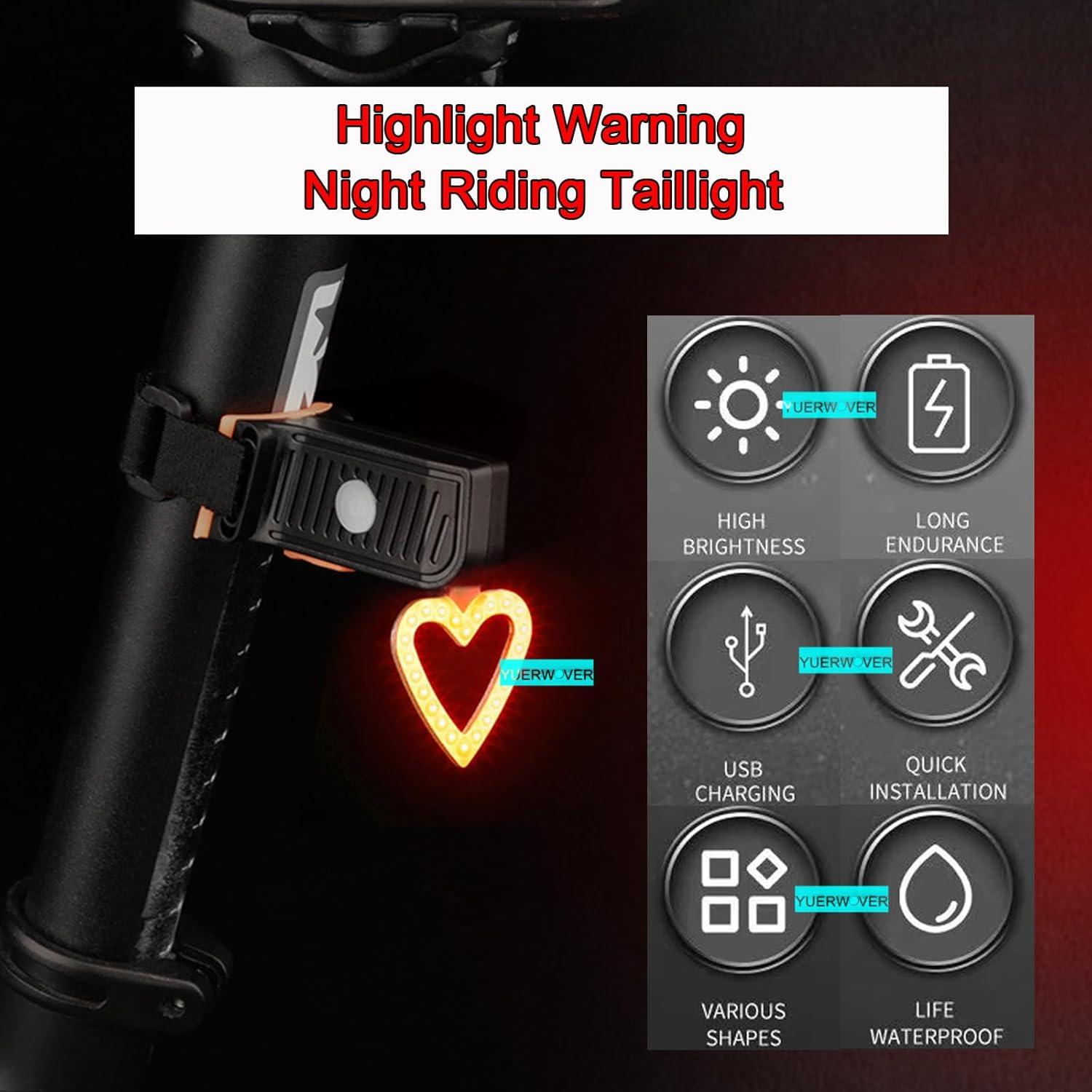 Luz Trasera LED Recargable YUERWOVER para Bicicleta Impermeable