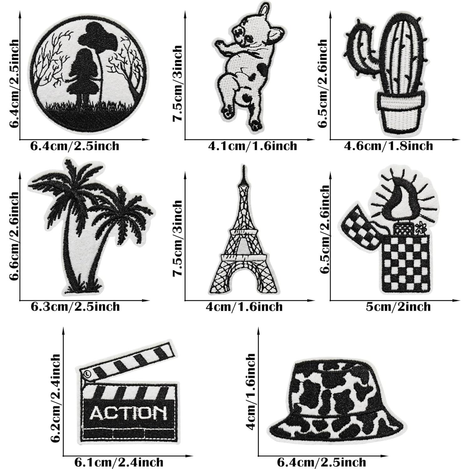 Parches Bordados Woohome 16 PCS para Planchar o Coser Negros