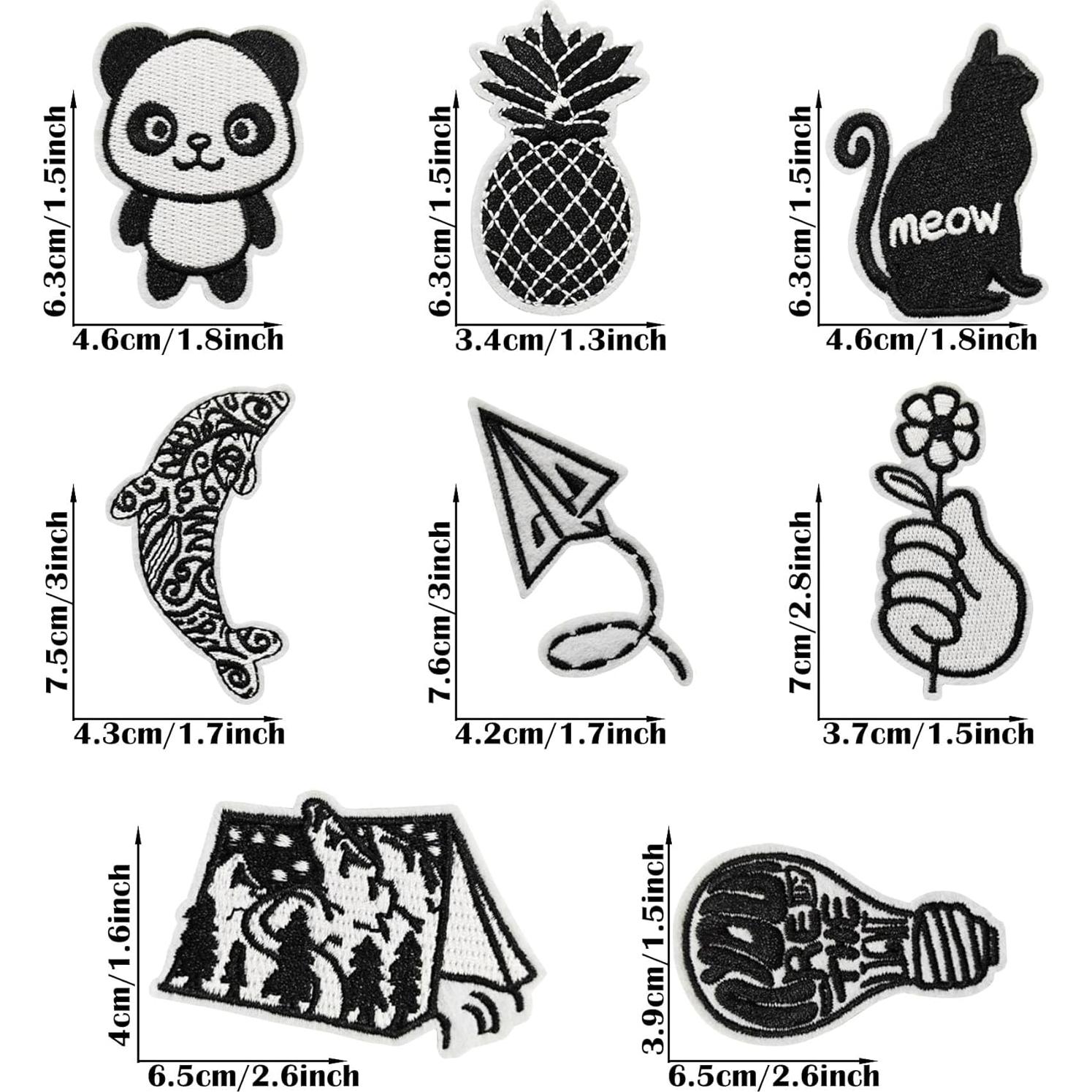 Parches Bordados Woohome 16 PCS para Planchar o Coser Negros