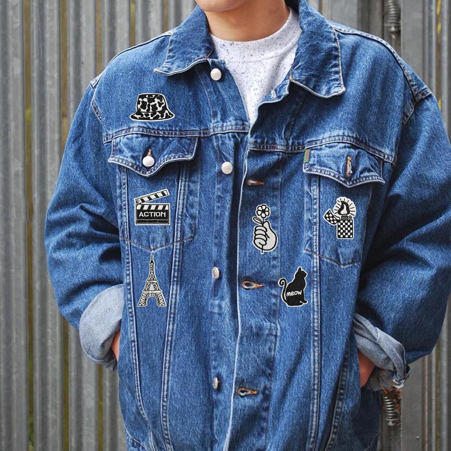 Parches Bordados Woohome 16 PCS para Planchar o Coser Negros