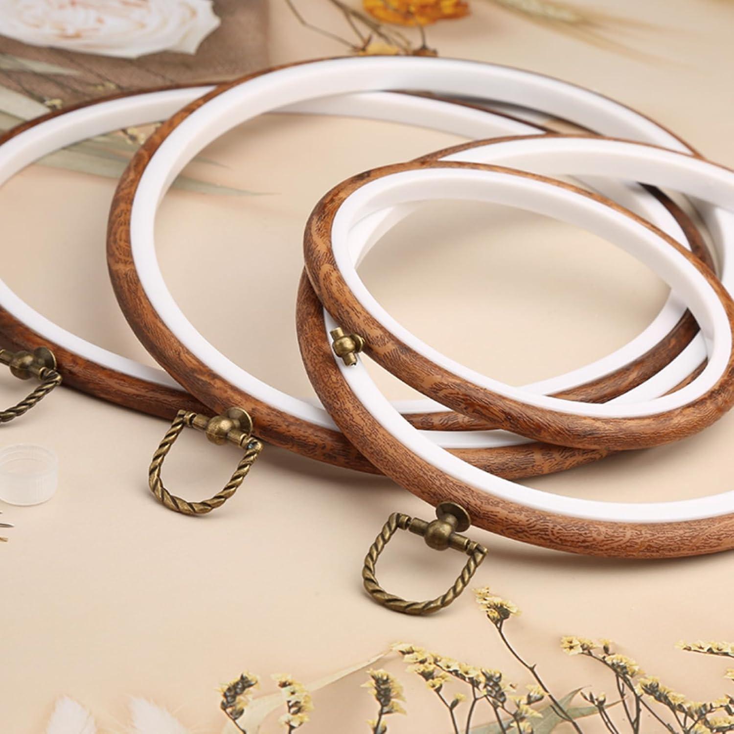 Kit de 5 Aros de Bordado Joyangy 12 cm Madera Imitada