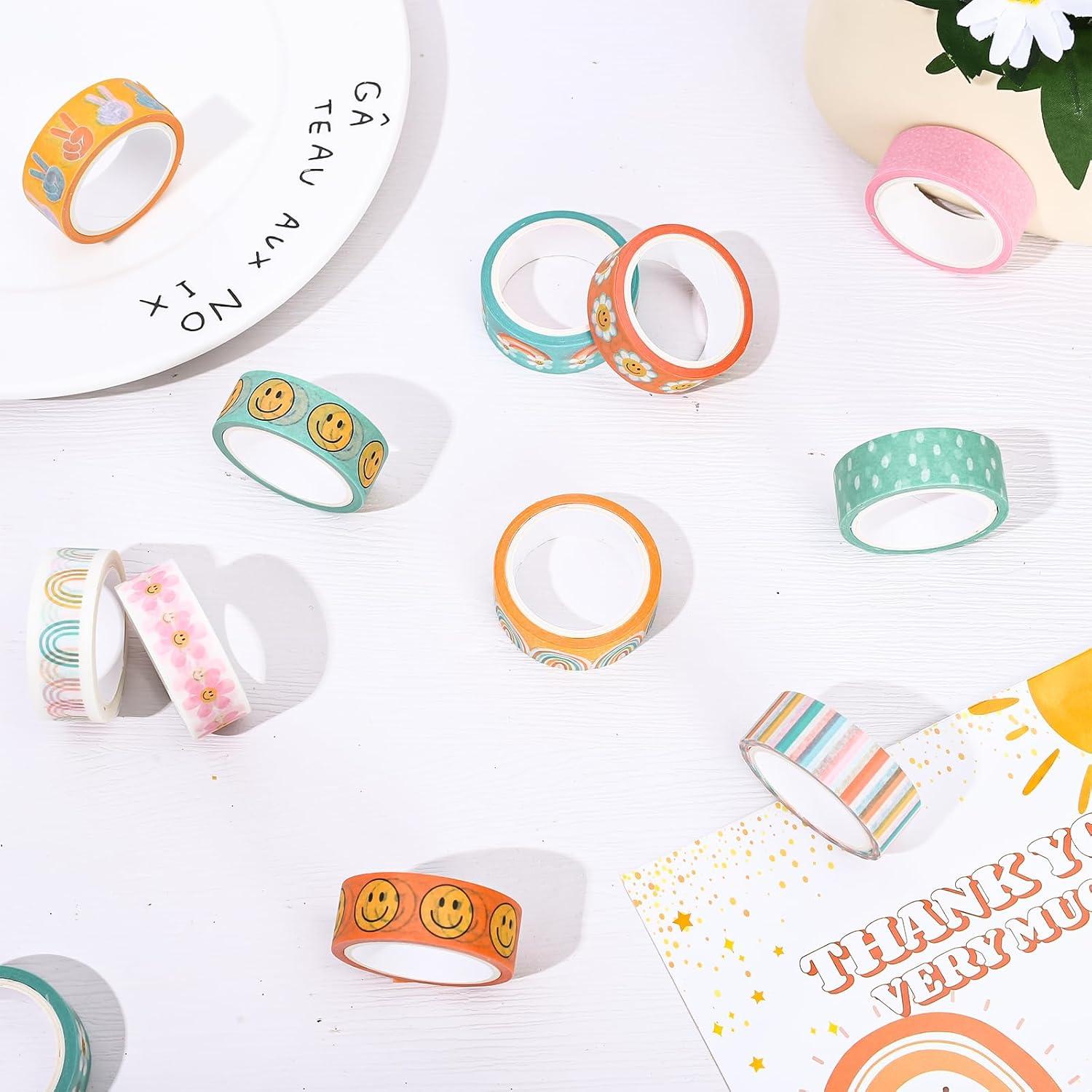 12 Rollos Cinta Washi Boho Groovy 5m x 1.5cm Decorativa