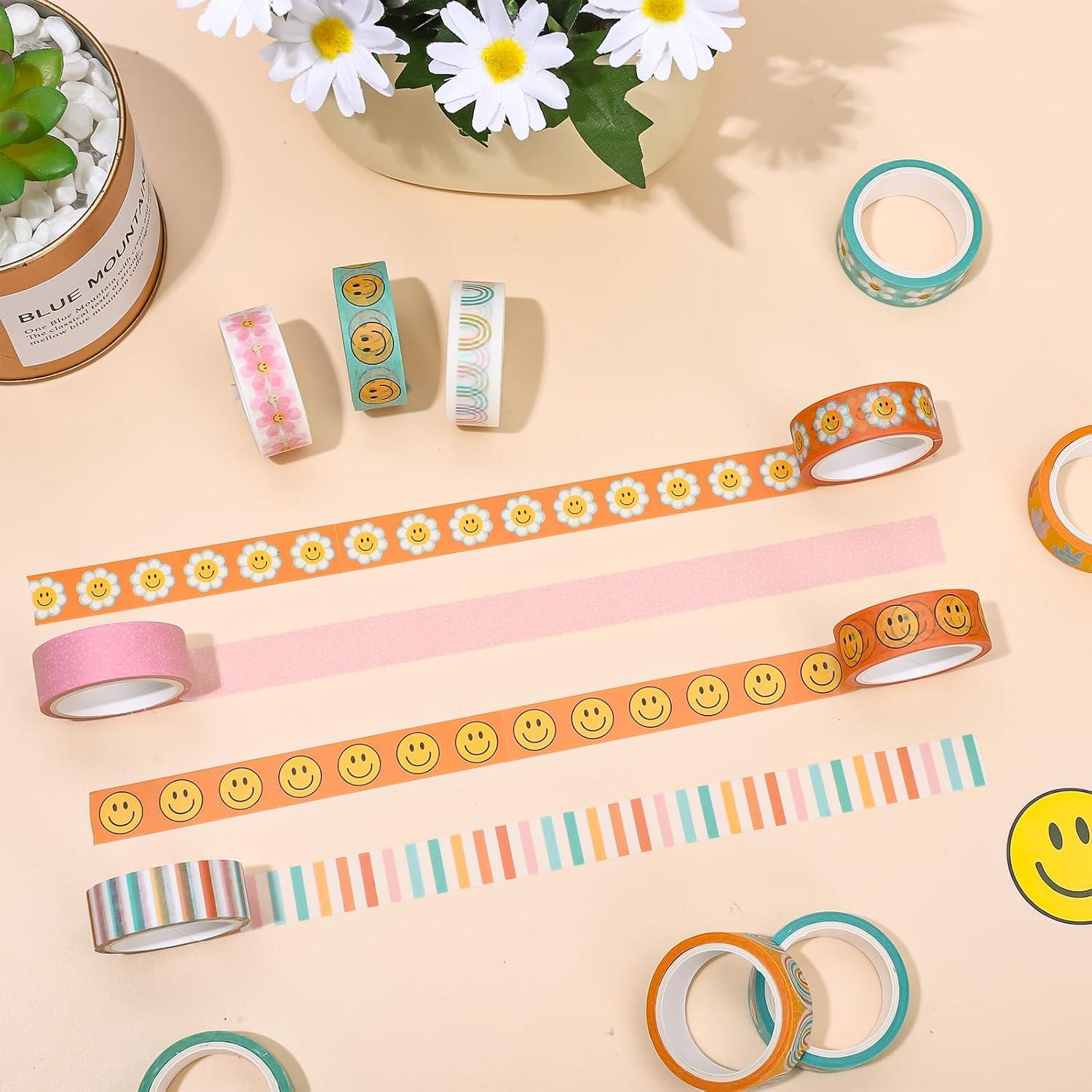 12 Rollos Cinta Washi Boho Groovy 5m x 1.5cm Decorativa