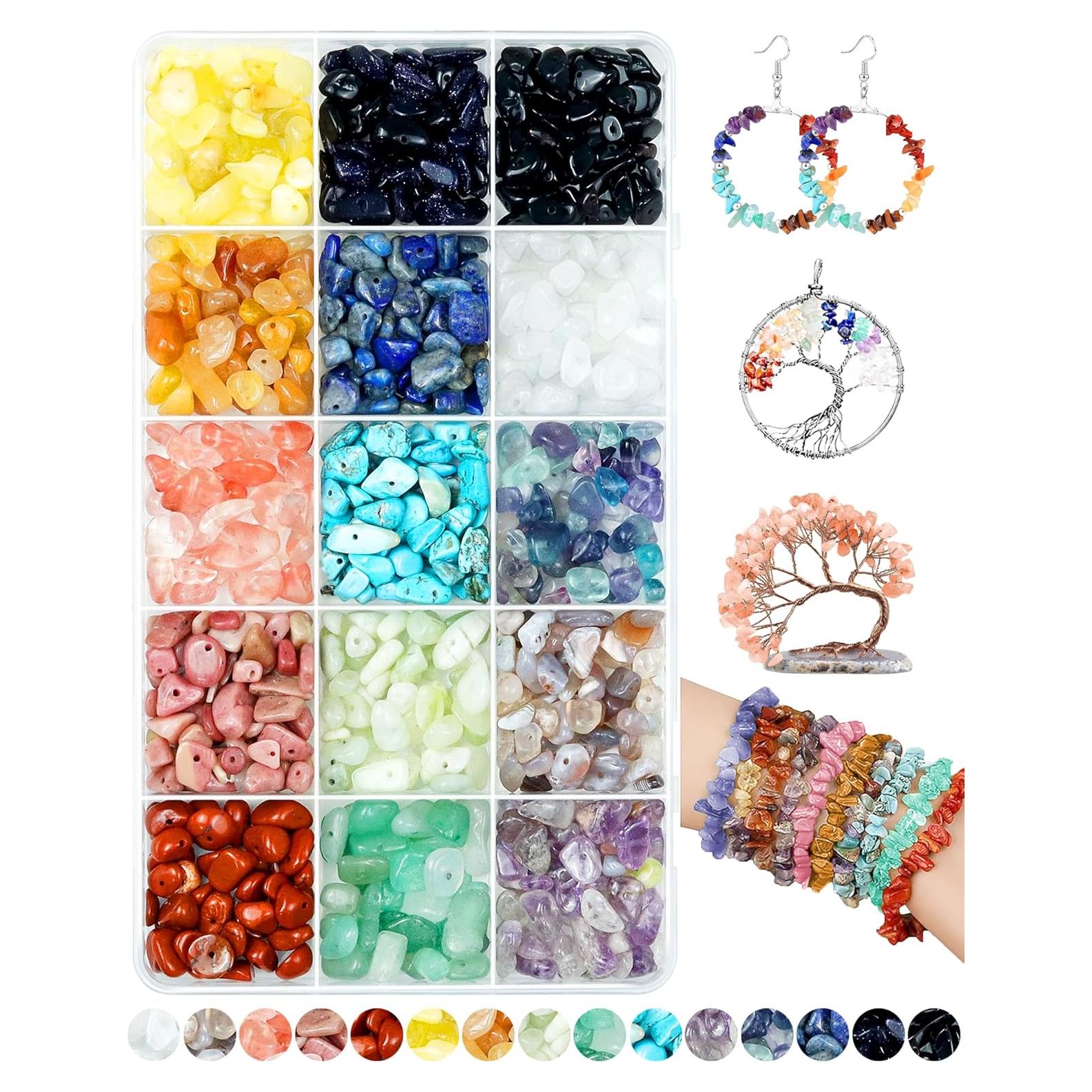 Kit de Hacer Joyería FIVEIZERO 600 Perlas de Piedra Natural 5-8mm