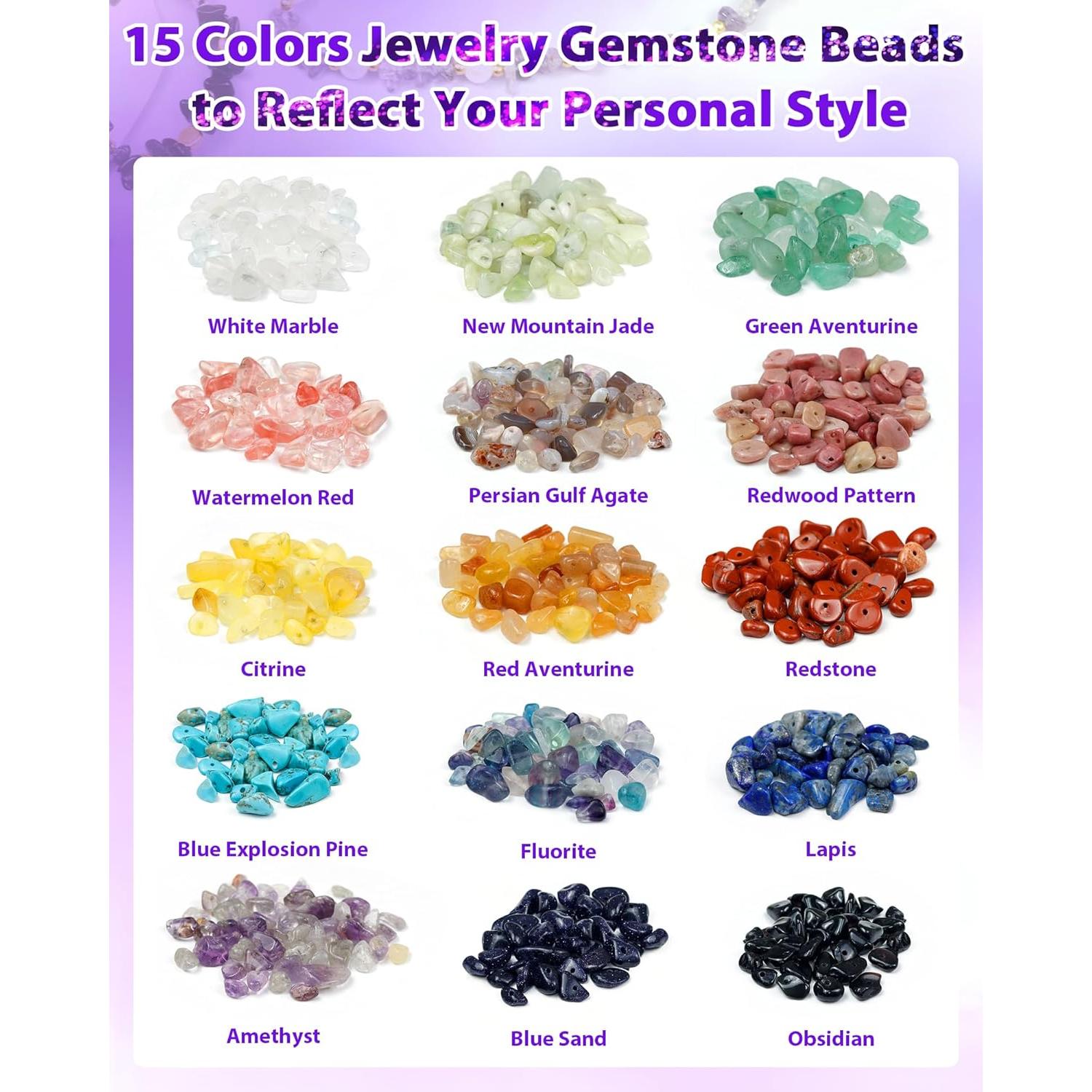 Kit de Hacer Joyería FIVEIZERO 600 Perlas de Piedra Natural 5-8mm