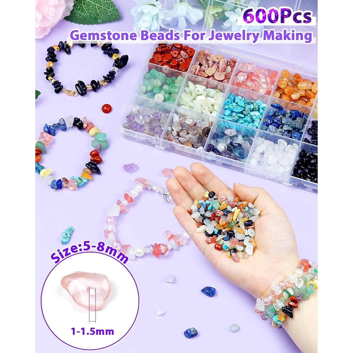 Kit de Hacer Joyería FIVEIZERO 600 Perlas de Piedra Natural 5-8mm