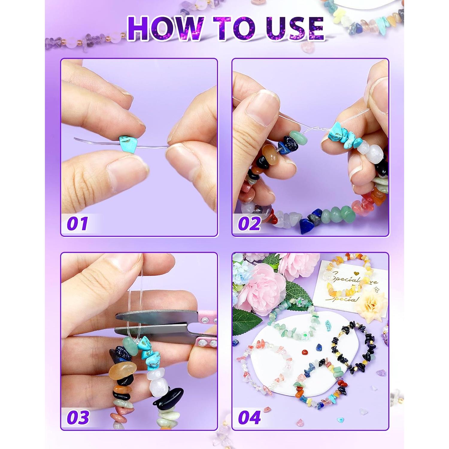 Kit de Hacer Joyería FIVEIZERO 600 Perlas de Piedra Natural 5-8mm