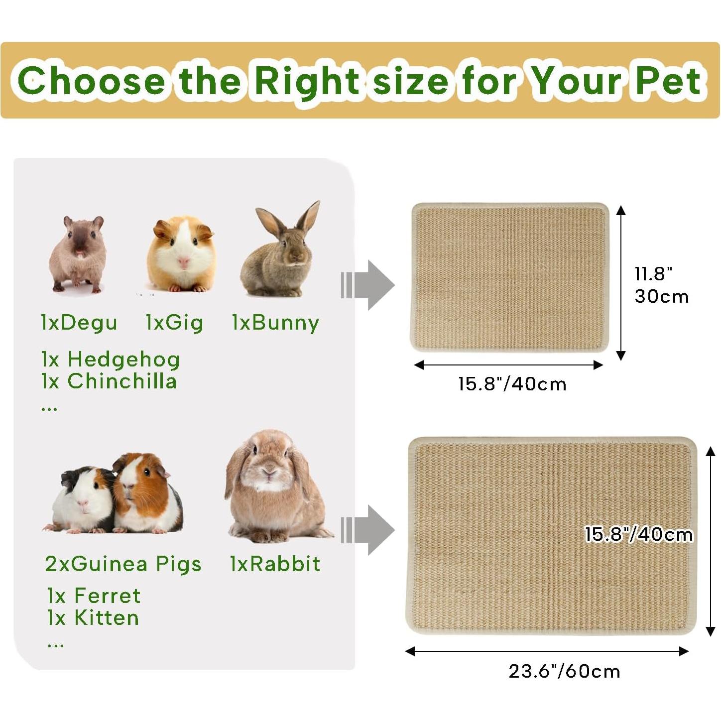 Alfombrilla de Rascado para Conejos KEYIDE 40x30cm Yute Natural