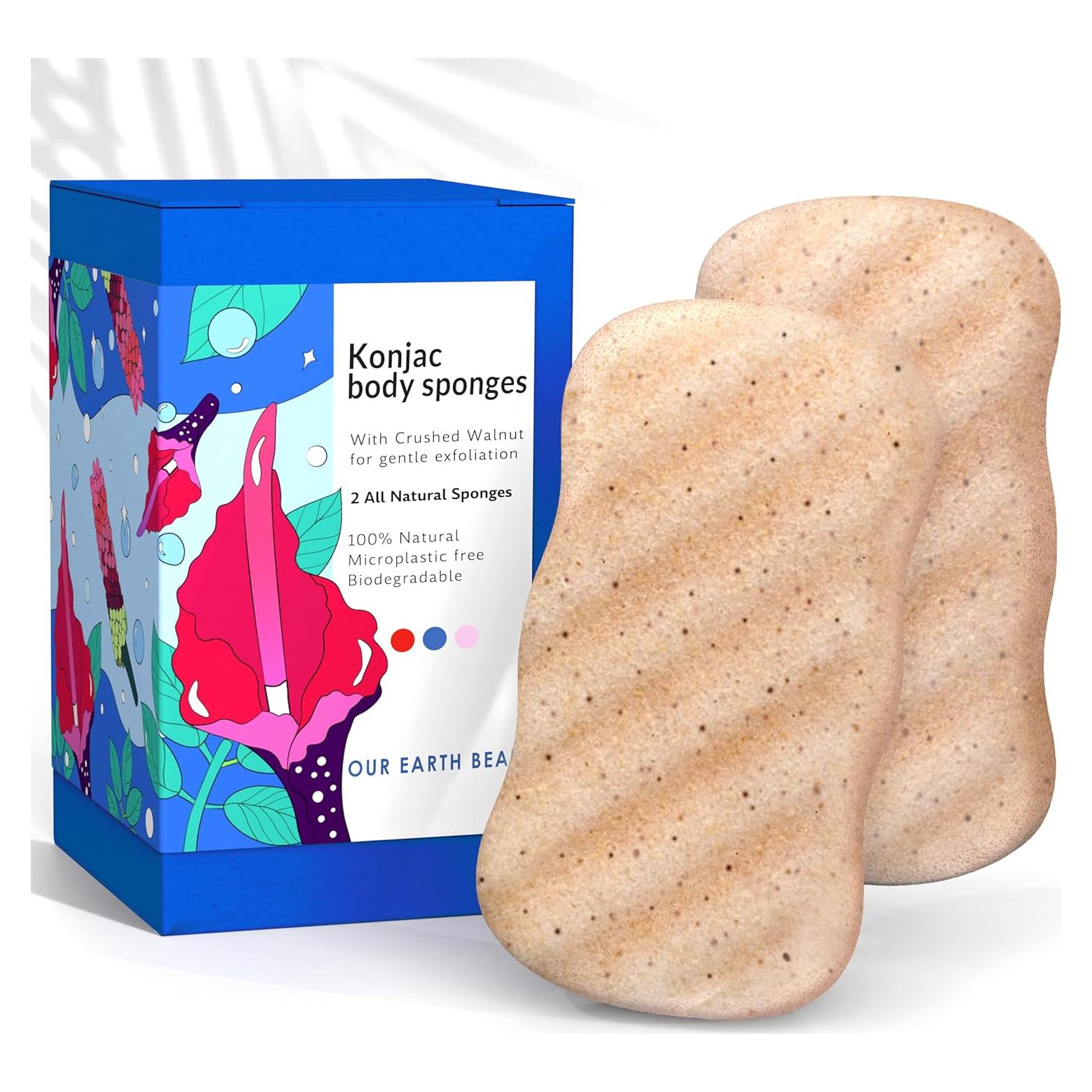 Esponjas Corporales Exfoliantes de Konjac Our Earth Beauty - 2 Unidades