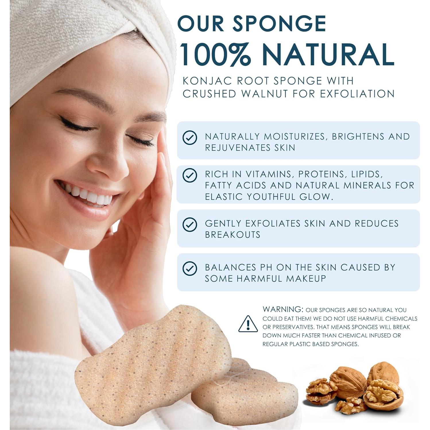 Esponjas Corporales Exfoliantes de Konjac Our Earth Beauty - 2 Unidades