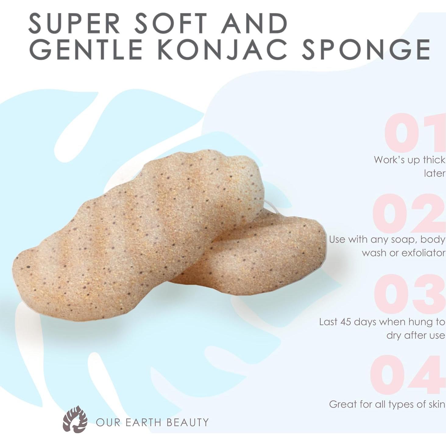 Esponjas Corporales Exfoliantes de Konjac Our Earth Beauty - 2 Unidades