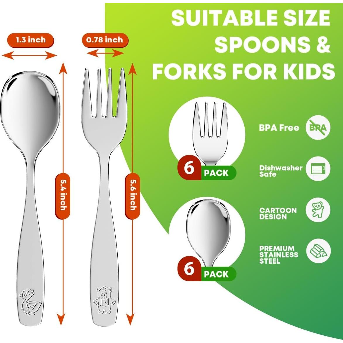 Juego de Cubiertos para Niños WXCWYQR - 12 Piezas Acero Inoxidable