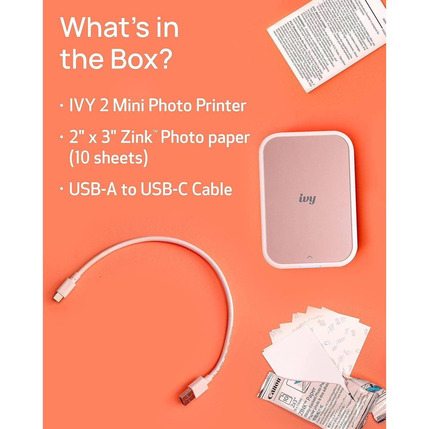 Impresora de Fotos Mini Canon IVY 2 Rosa Claro ZINK