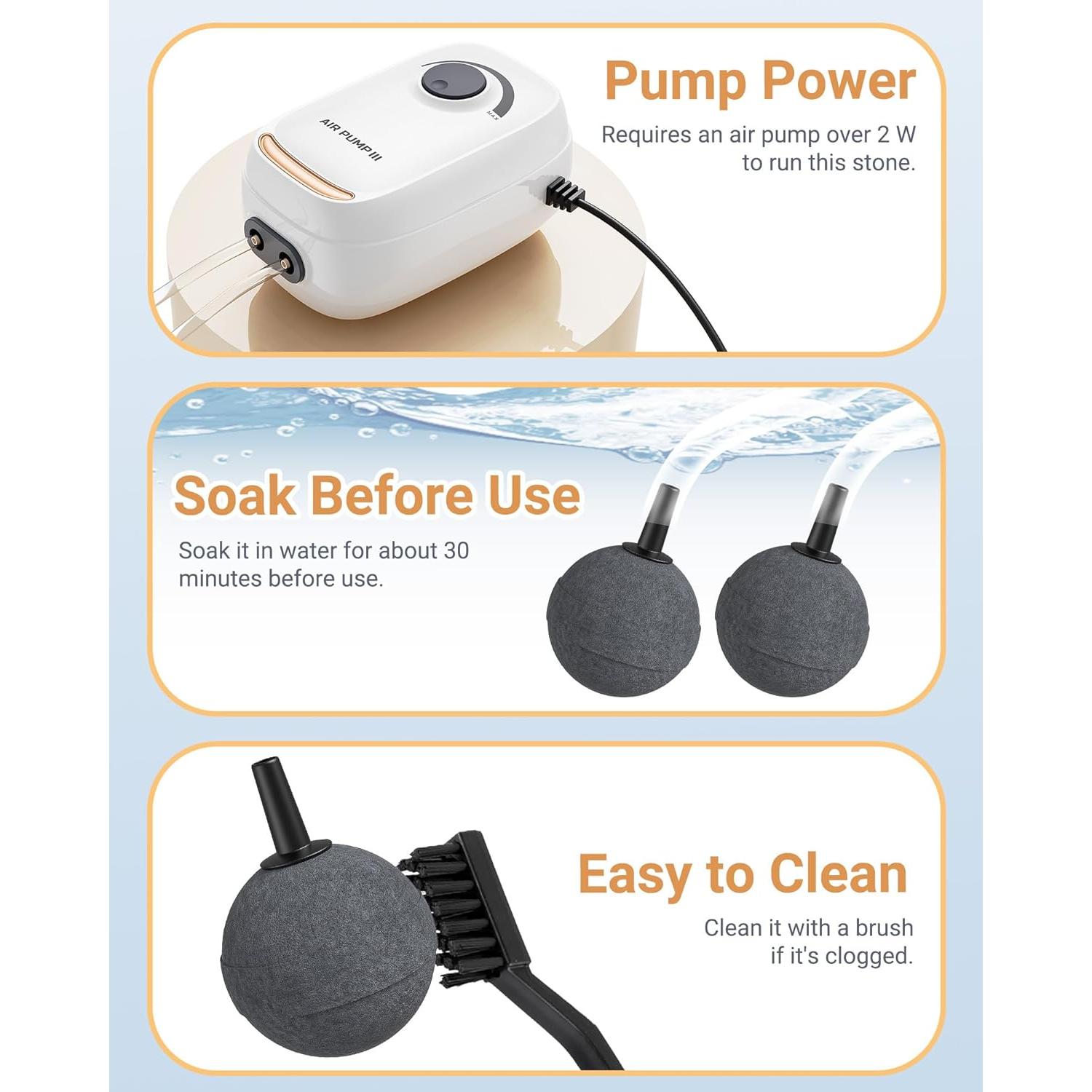 Paquete de 8 piedras de aire para acuario MoonOrange 3 cm