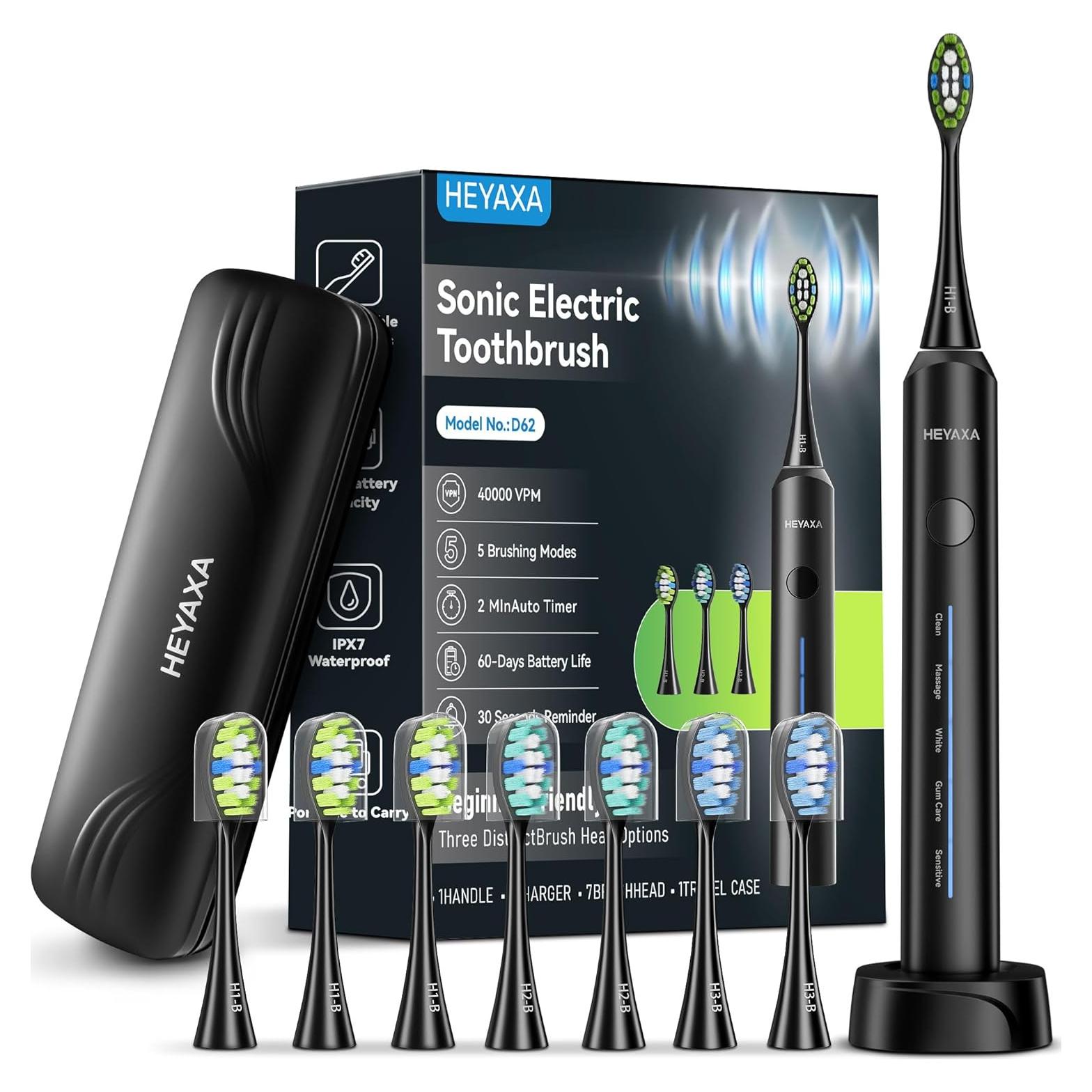 Cepillo de Dientes Eléctrico Sonic HEYAXA D62 40000 VPM 5 Modos