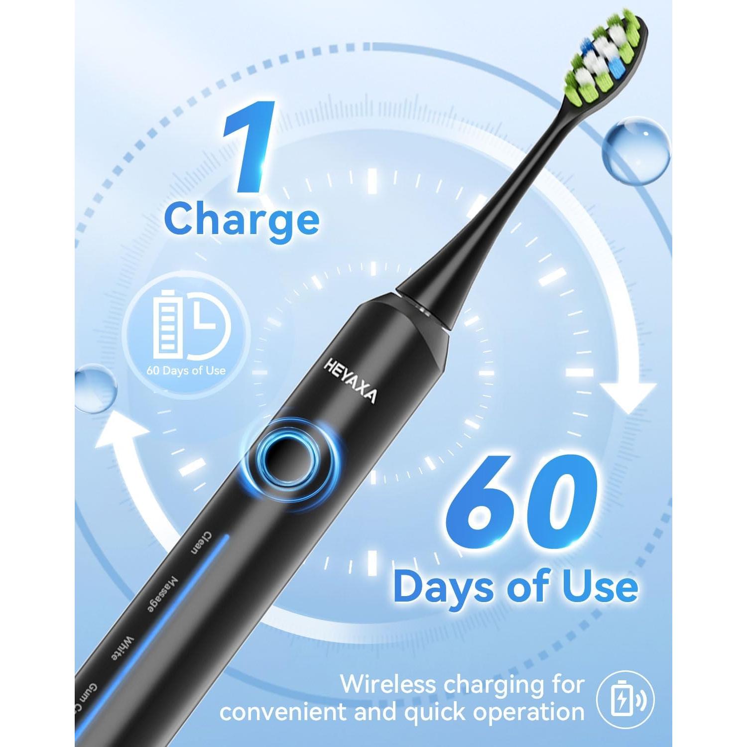 Cepillo de Dientes Eléctrico Sonic HEYAXA D62 40000 VPM 5 Modos