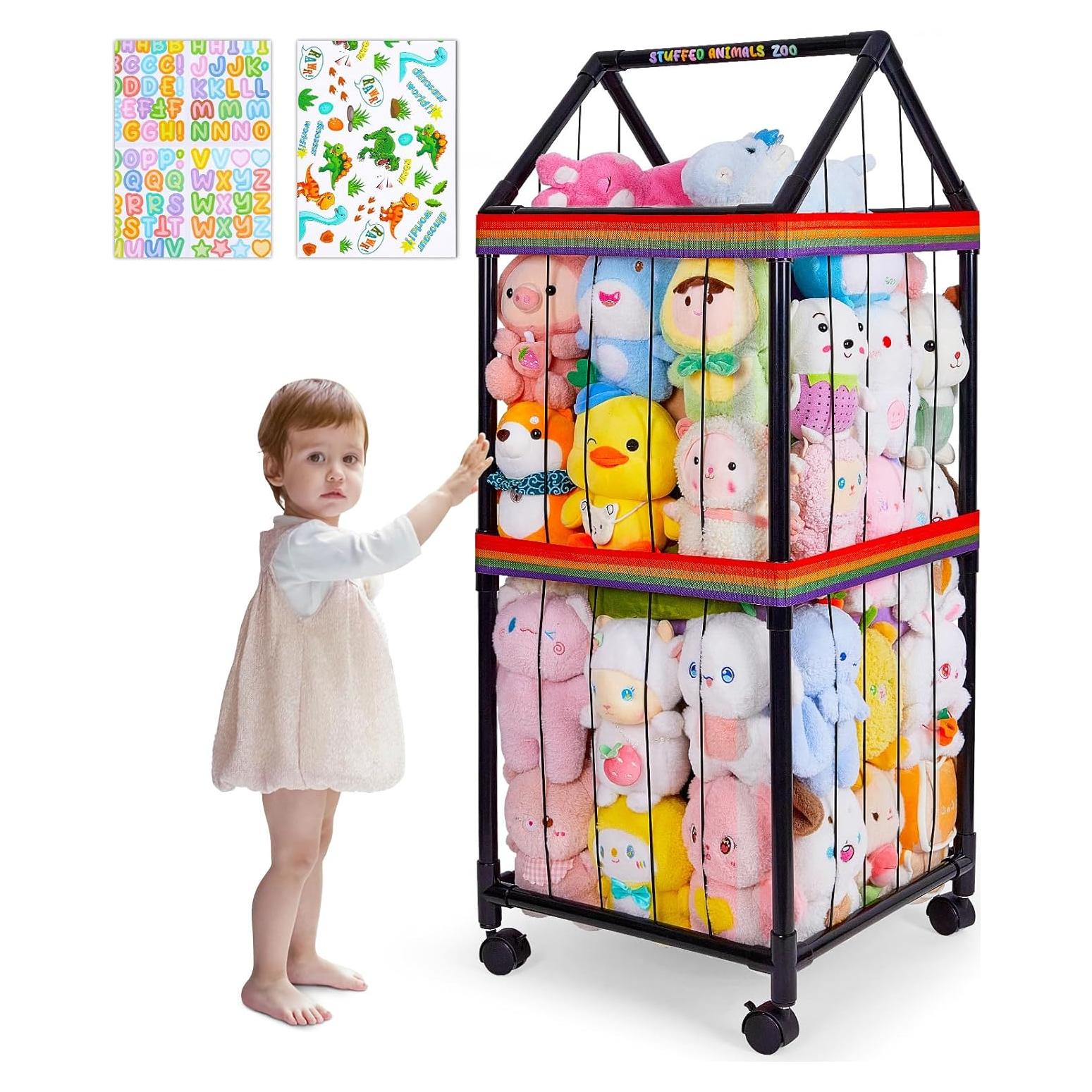 Organizador de Animales de Peluche FIOBEE Negro con Ruedas