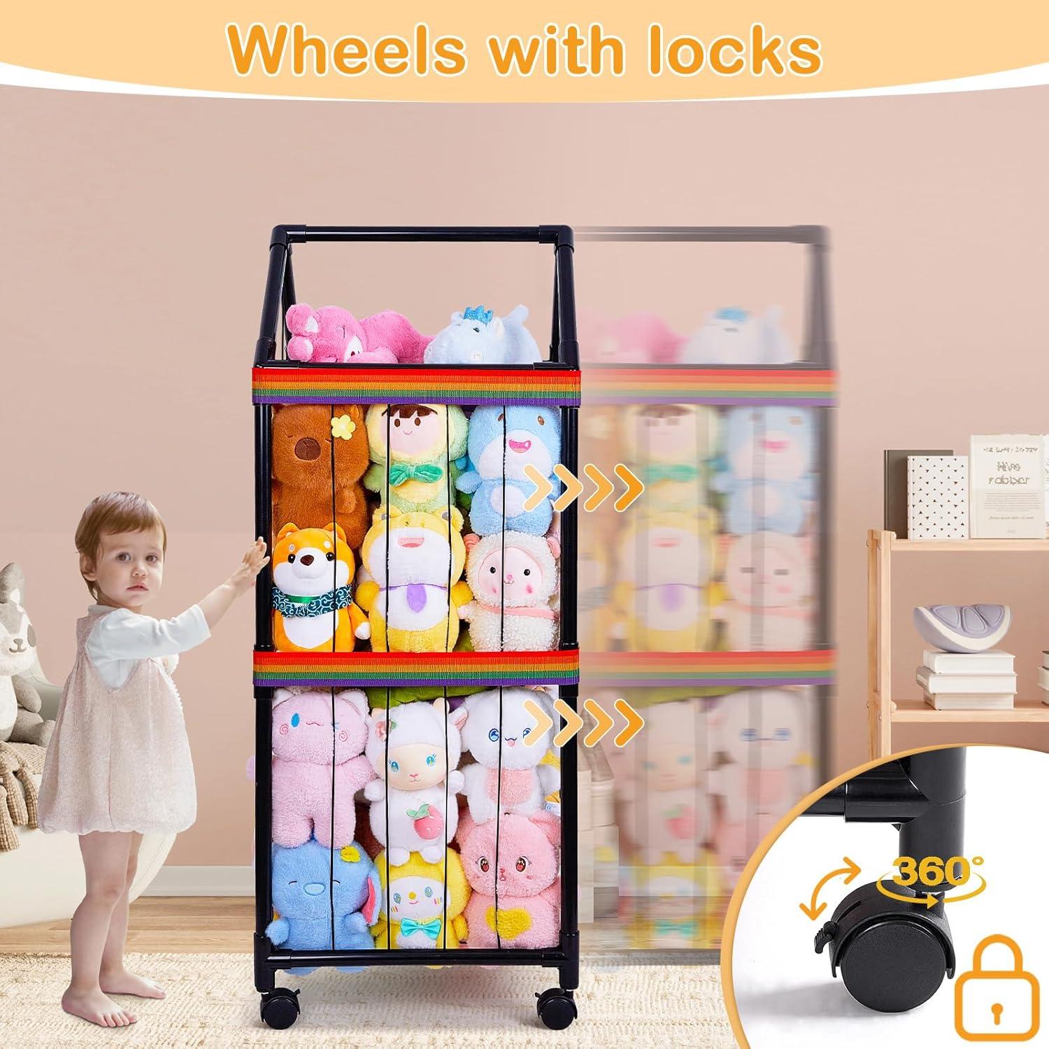 Organizador de Animales de Peluche FIOBEE Negro con Ruedas