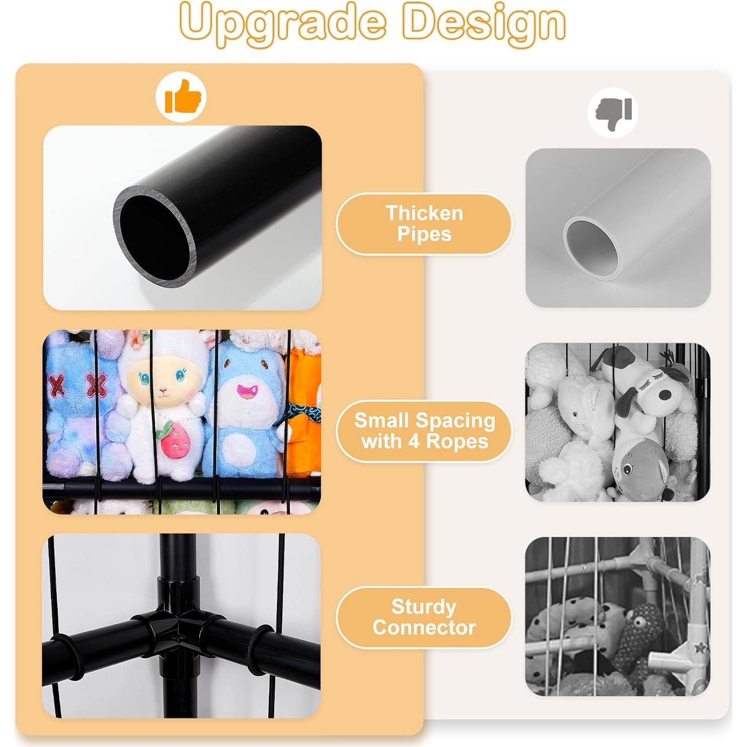 Organizador de Animales de Peluche FIOBEE Negro con Ruedas